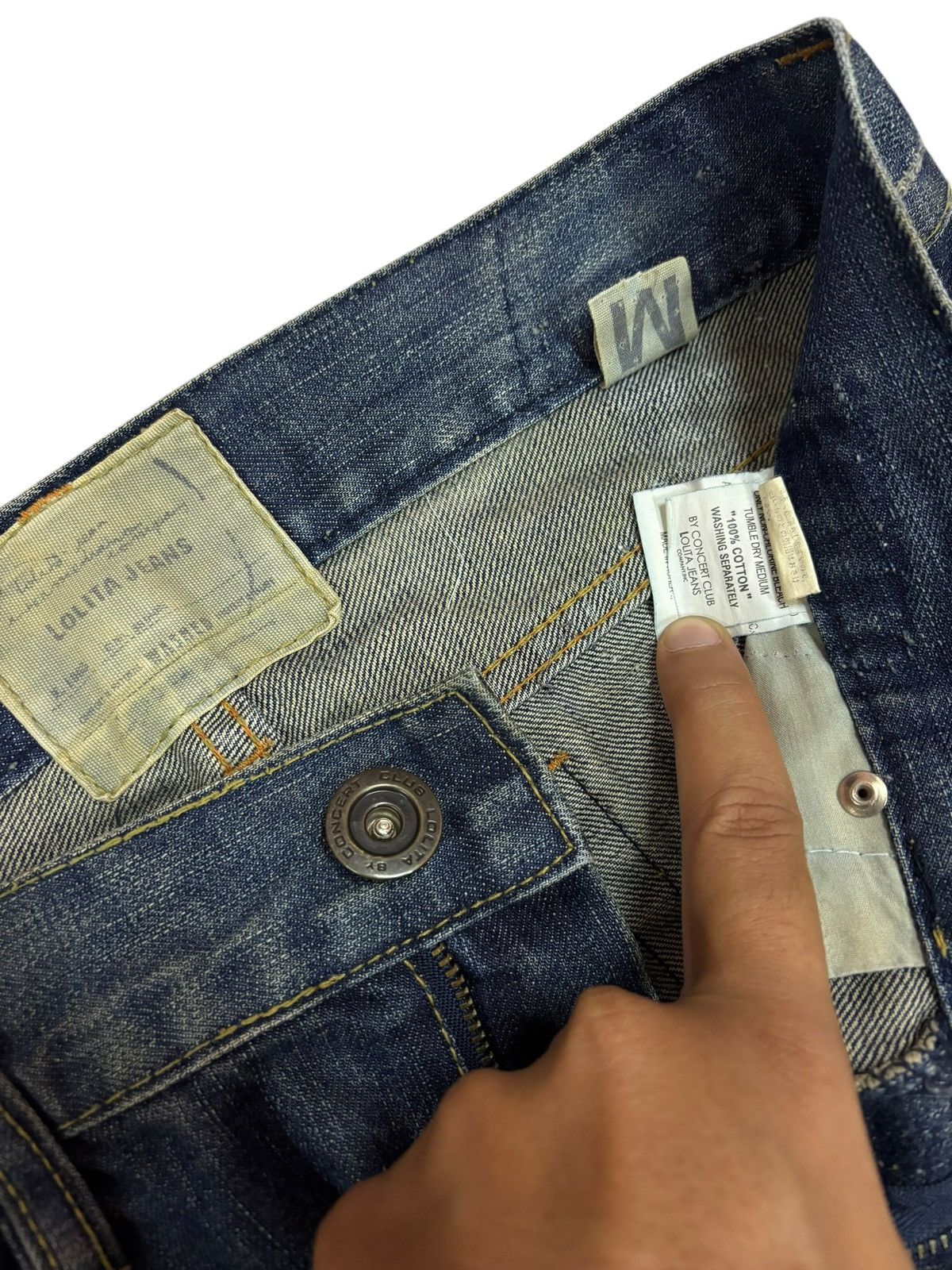 Japanese Brand × Vintage Vintage Lolita Faded Mud Washed Paint Slash Jeans Size 31" - 7 Thumbnail