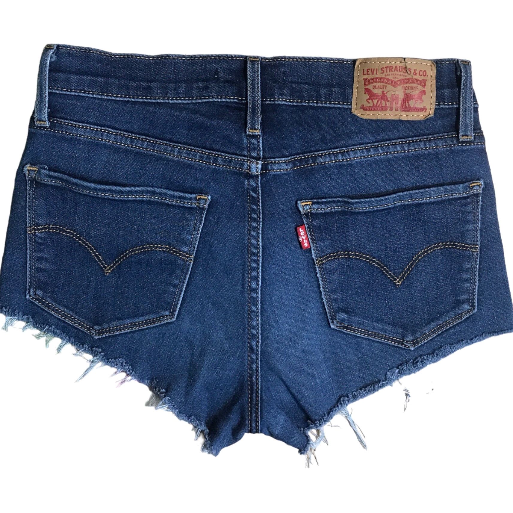 Levi's VINTAGE Levis Zip Fly Shorts Womens Tag 25 724 High Rise Denim Blue Cutoffs 70s 80s 90s Bohemian Classic Festival Womens Jeans Shorts Size 42" / US 20 - 2 Thumbnail