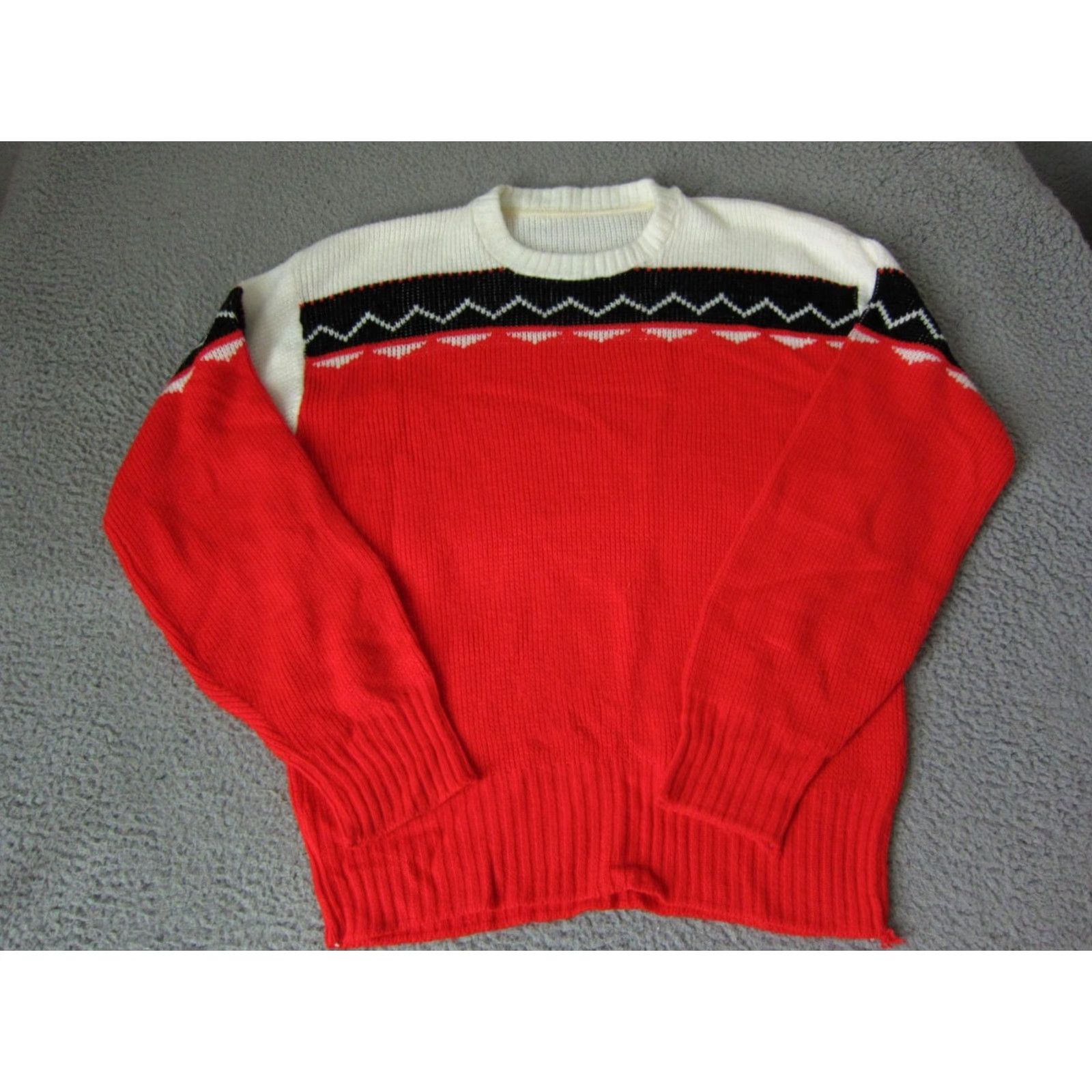 Vintage VINTAGE Sweater Womens M Red Black White Diamond Knit Casual Pullover 80s 90s Womens Size M / US 6-8 / IT 42-44 - 2 Thumbnail