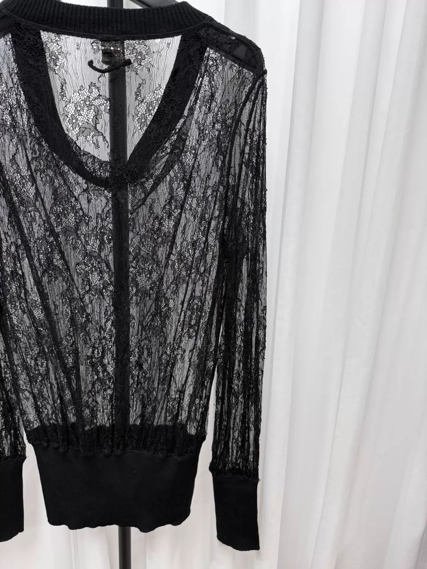 Jean Paul Gaultier Jean Paul Gaultier Black Lace Longsleeve Top XL Size XL / US 12-14 / IT 48-50 - 4 Thumbnail