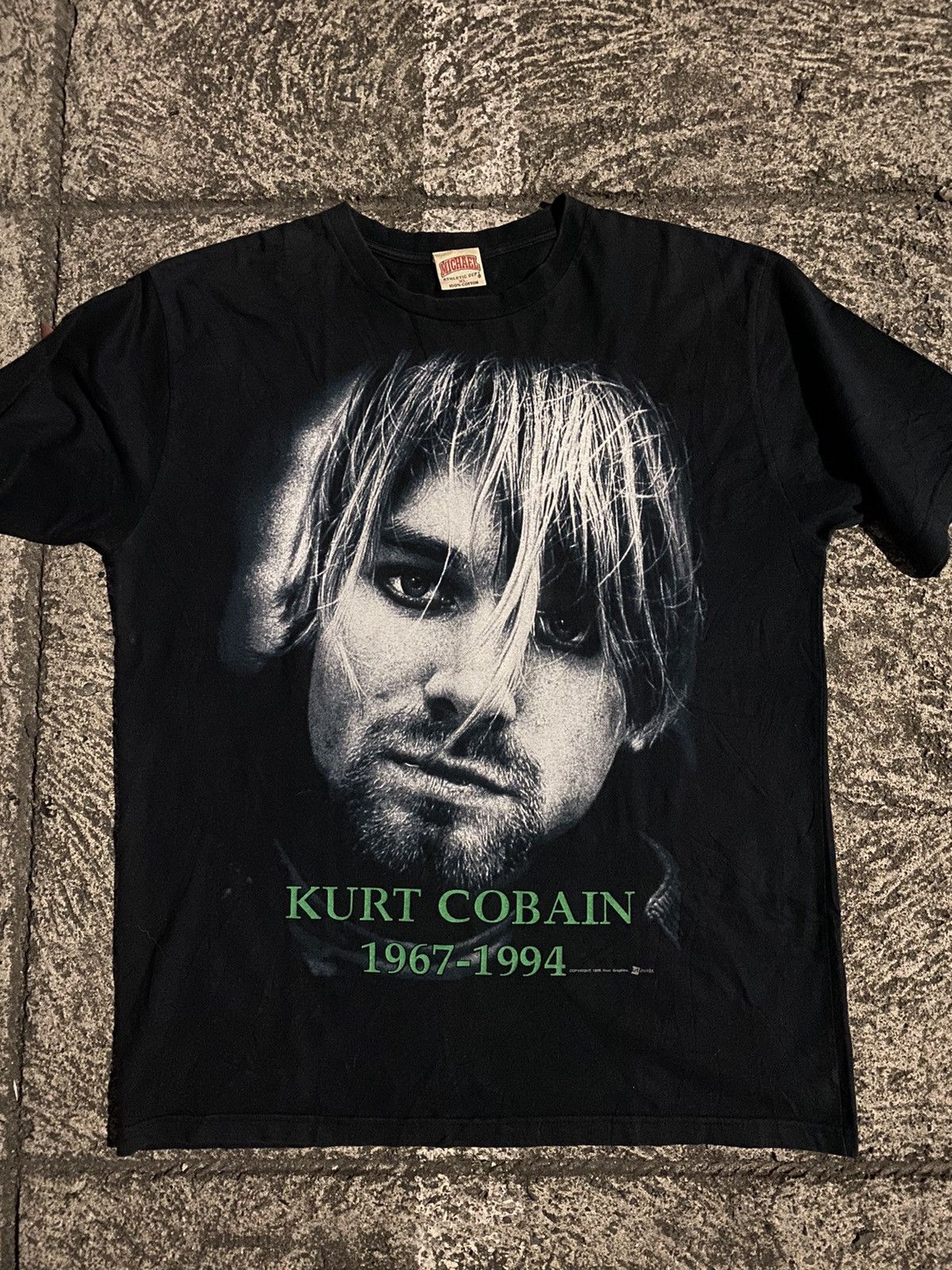 Image of Nirvana Kurt Cobain Vintage Memorial Shirt 1998 in Black, Men's (Size XL)