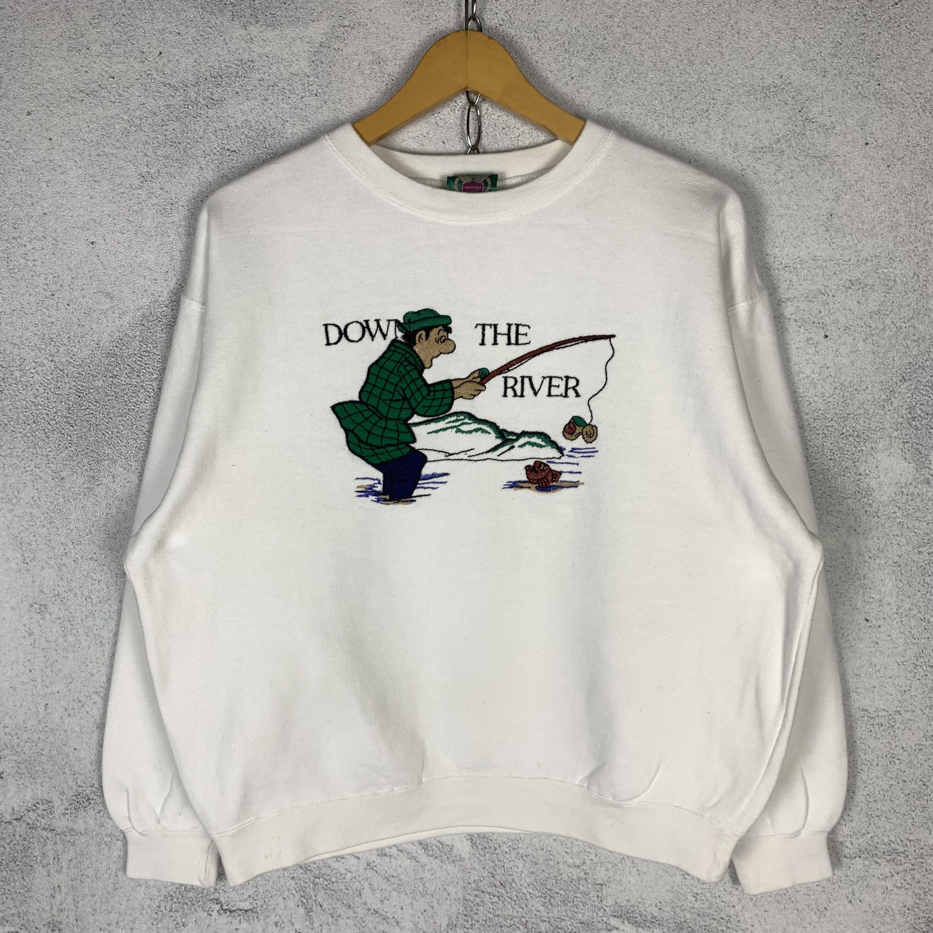 Vintage Vintage Down The River Fishing Sweatshirt Crewneck Size US M / EU 48-50 / 2 - 1 Thumbnail