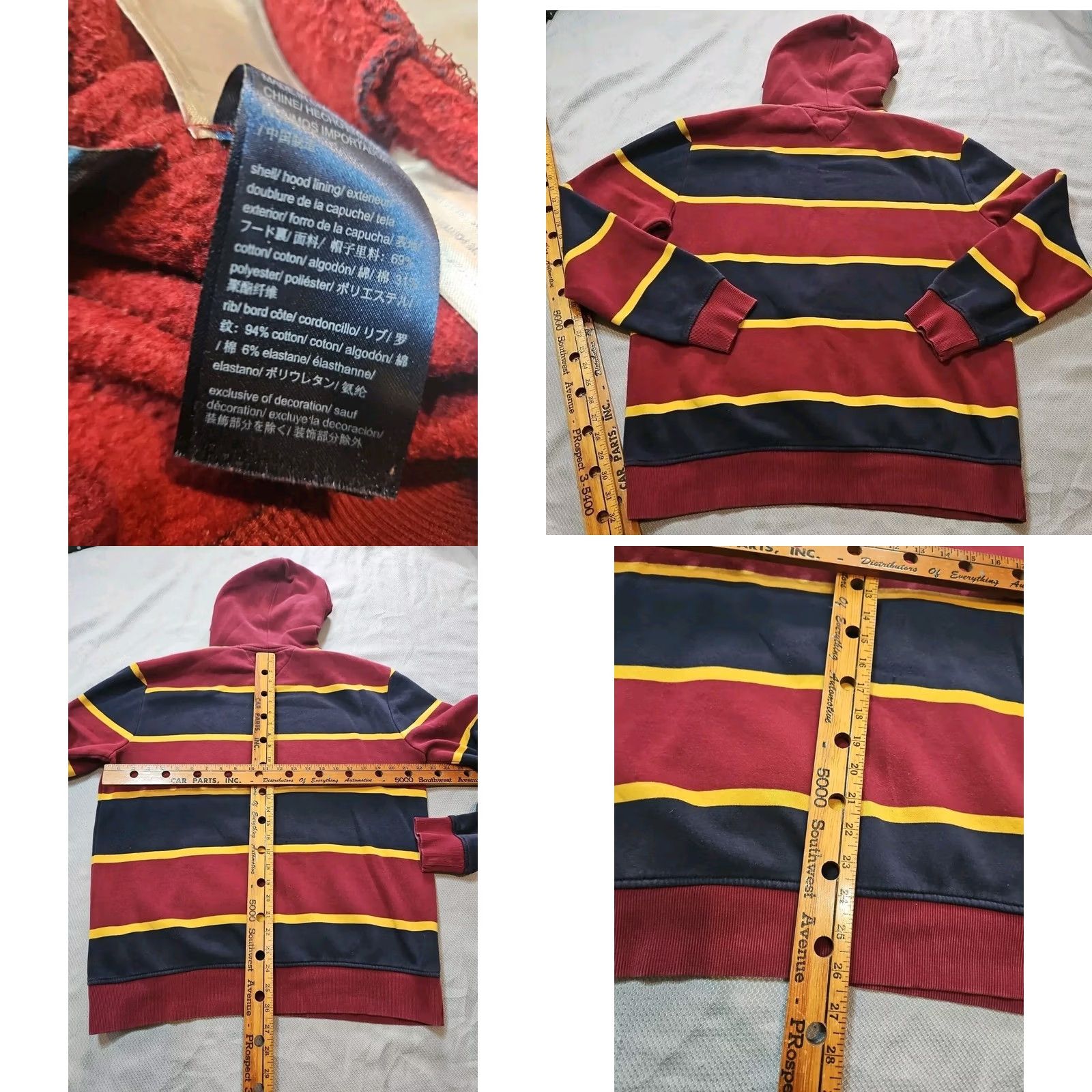 Tommy Hilfiger Tommy Hilfiger Hoodie Mens Large Red Striped Embroidered Logo Preppy Top Size US L / EU 52-54 / 3 - 8 Thumbnail