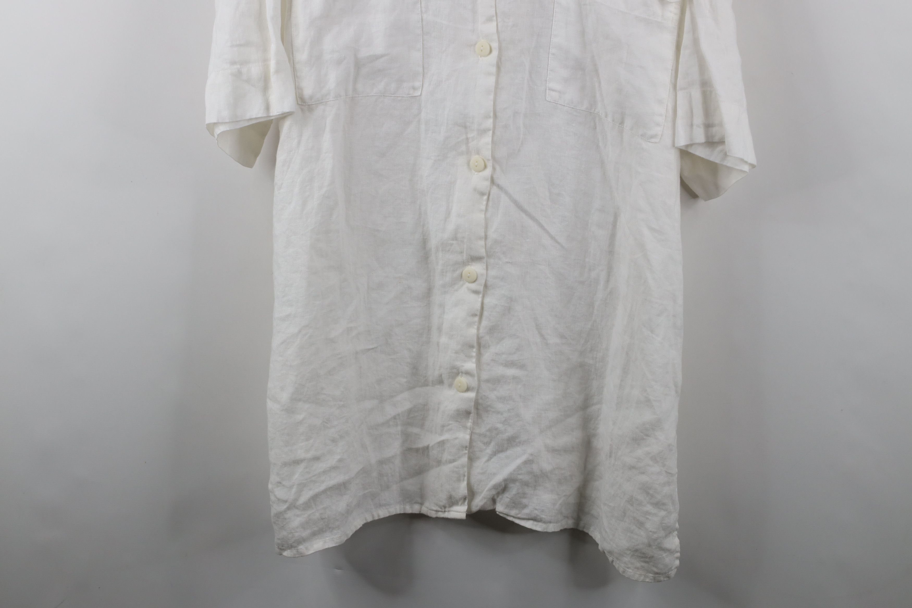 Eddie Bauer × Vintage Vintage 90s Eddie Bauer Baggy Linen Board Button Shirt White Size L / US 10 / IT 46 - 3 Thumbnail
