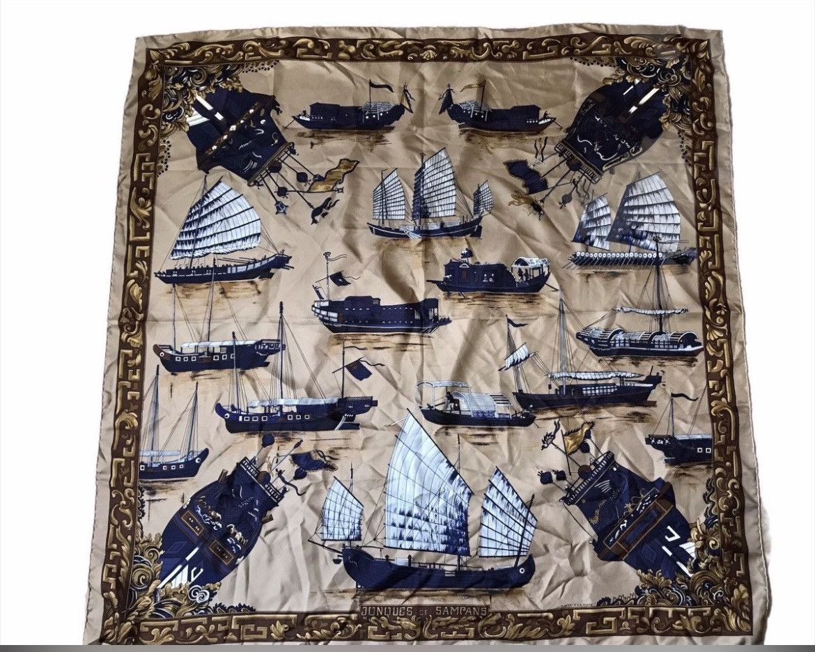 Hermes Hermes Ship Design by F. de La Pierrere Silk Scarf Size ONE SIZE - 3 Thumbnail