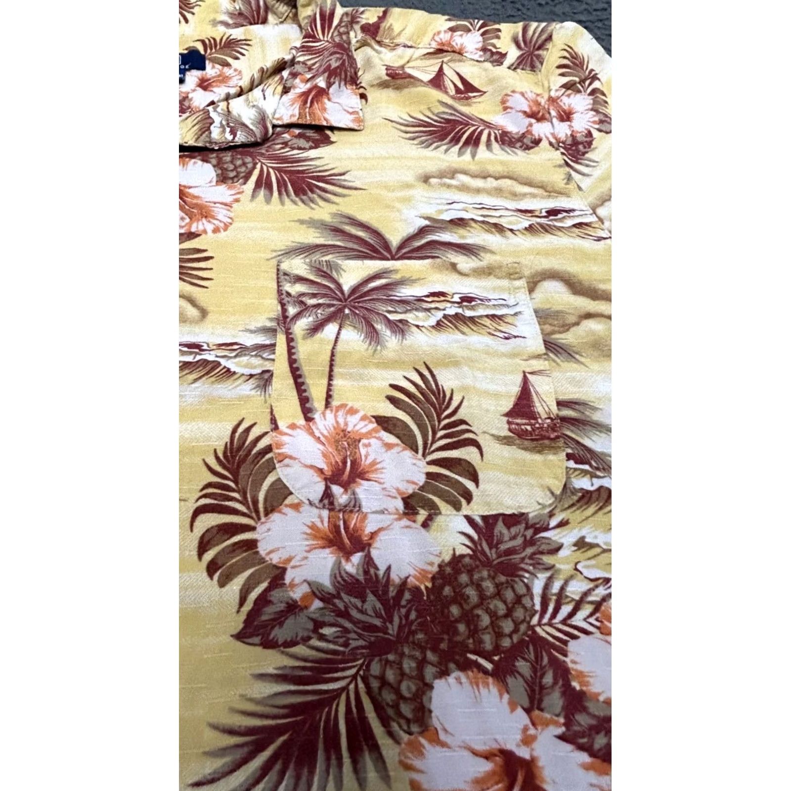 George George Mens Hawaiian Shirt 3XL Short Sleeve Cotton Floral Yellow Size US XXL / EU 58 / 5 - 2 Thumbnail