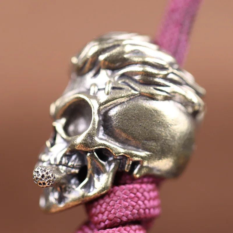 Handmade 3Pcs Smoking Skull Knife Beads Paracord Bead Zipper Umbrella Size ONE SIZE - 2 Thumbnail