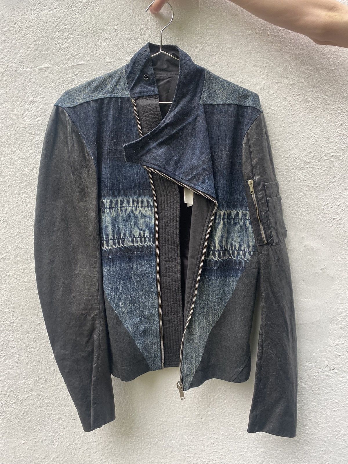 Rick Owens Rick Owens RELEASE SS10 Denim Jacket with Leather Sleeves Size US S / EU 44-46 / 1 - 2 Thumbnail