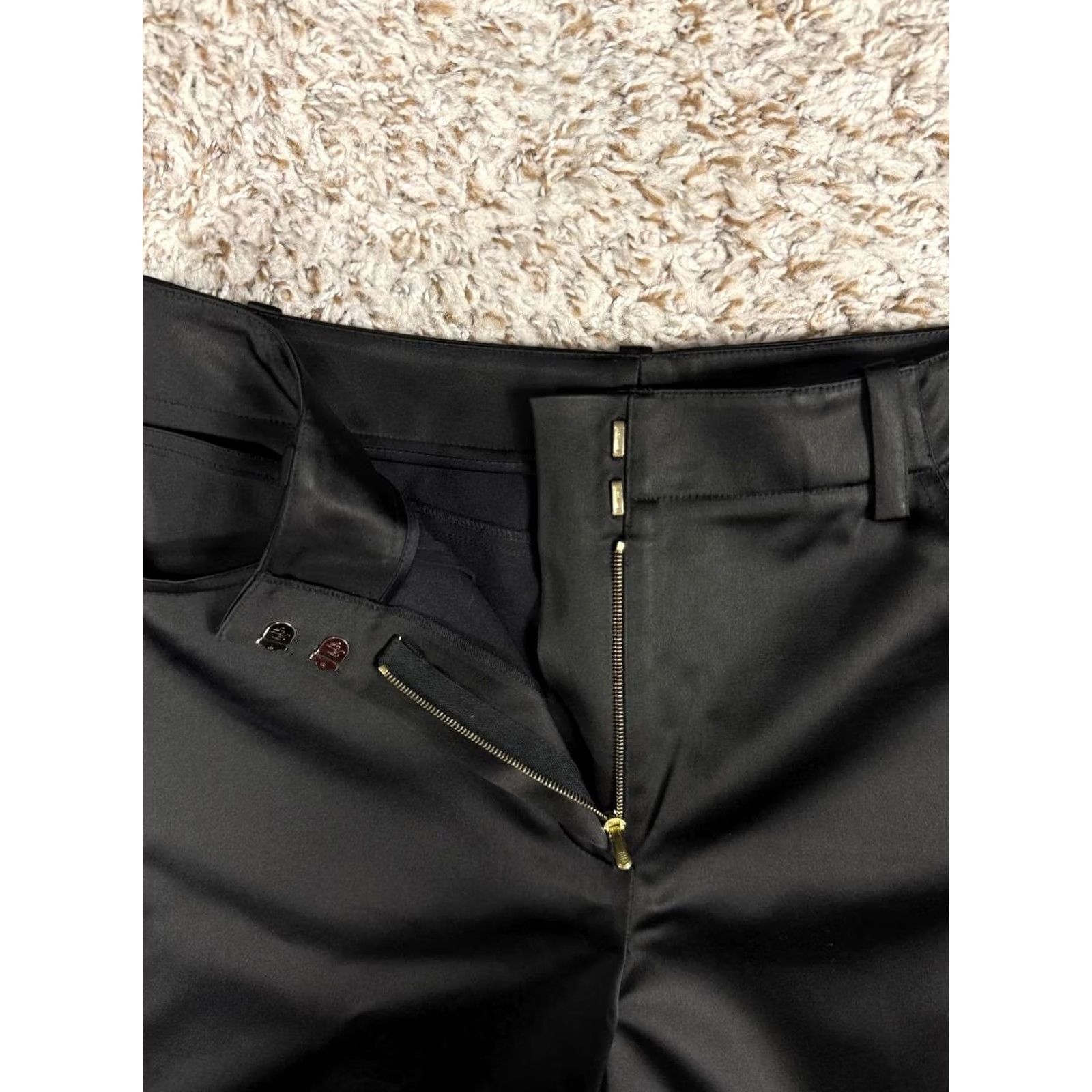 Vintage St John Evening Black Satin Dress Pants Straight Leg Trousers Size 6 (Women) Size 28" / US 6 / IT 42 - 7 Thumbnail