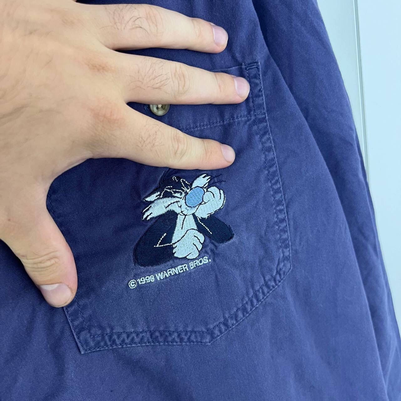Vintage Warner Bros 1997 Looney Tunes Shirt Button Up 90s Size US XL / EU 56 / 4 - 3 Thumbnail