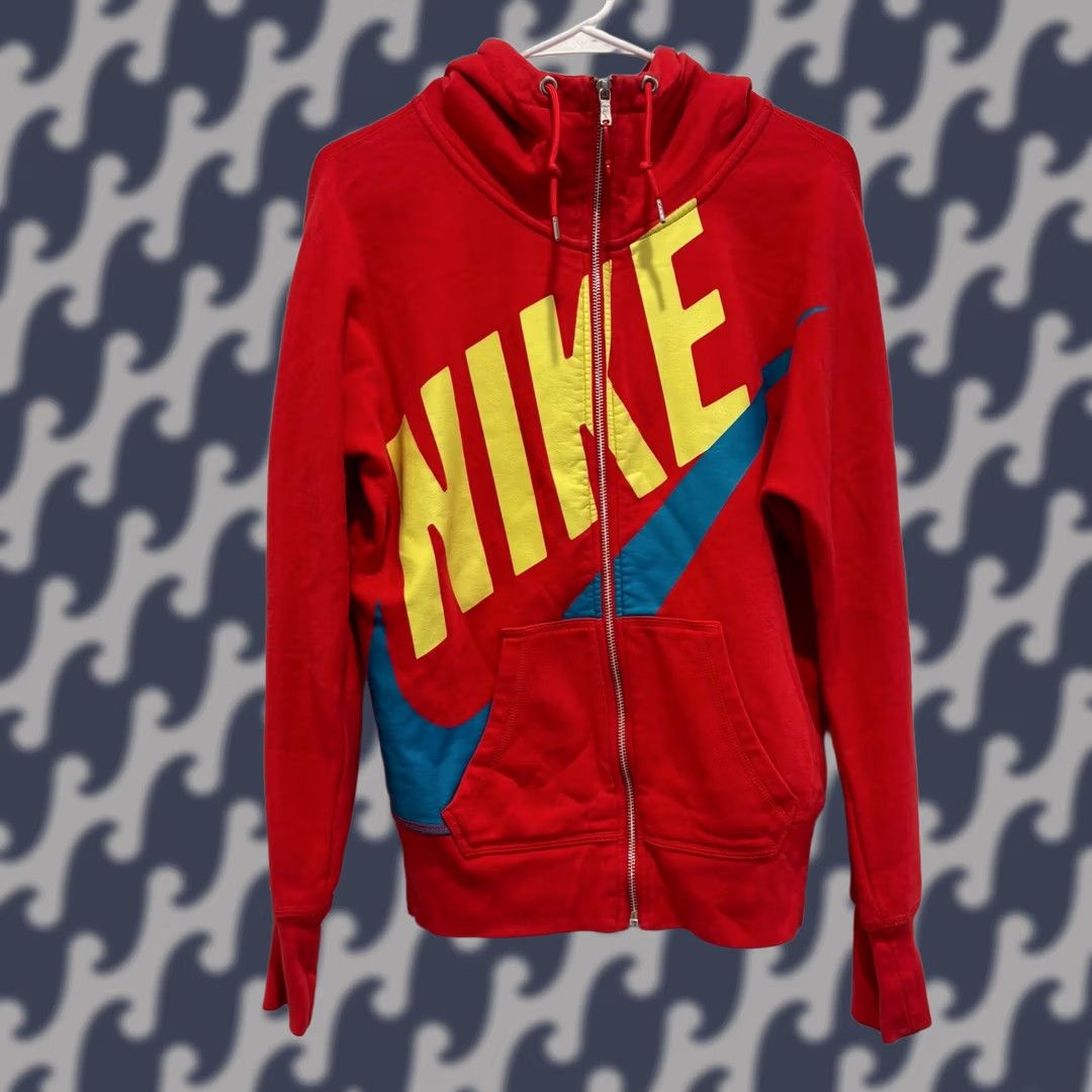 Nike VTG Nike Sportswear Hoodie Mens Red Graphic Blue Swoosh Size M Size US M / EU 48-50 / 2 - 1 Thumbnail