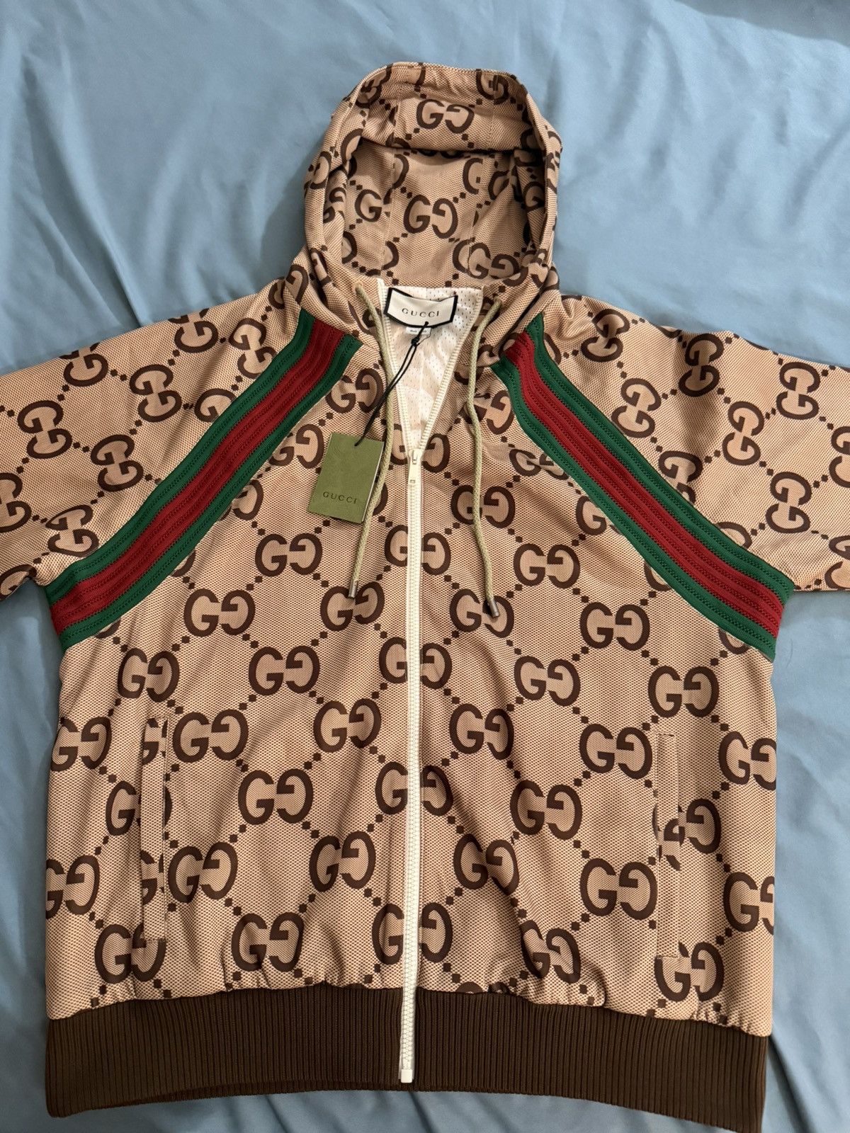 Gucci Gucci Beige GG Monogram Zip-Up Hoodie – Size M – Brand New Size US M / EU 48-50 / 2 - 1 Thumbnail