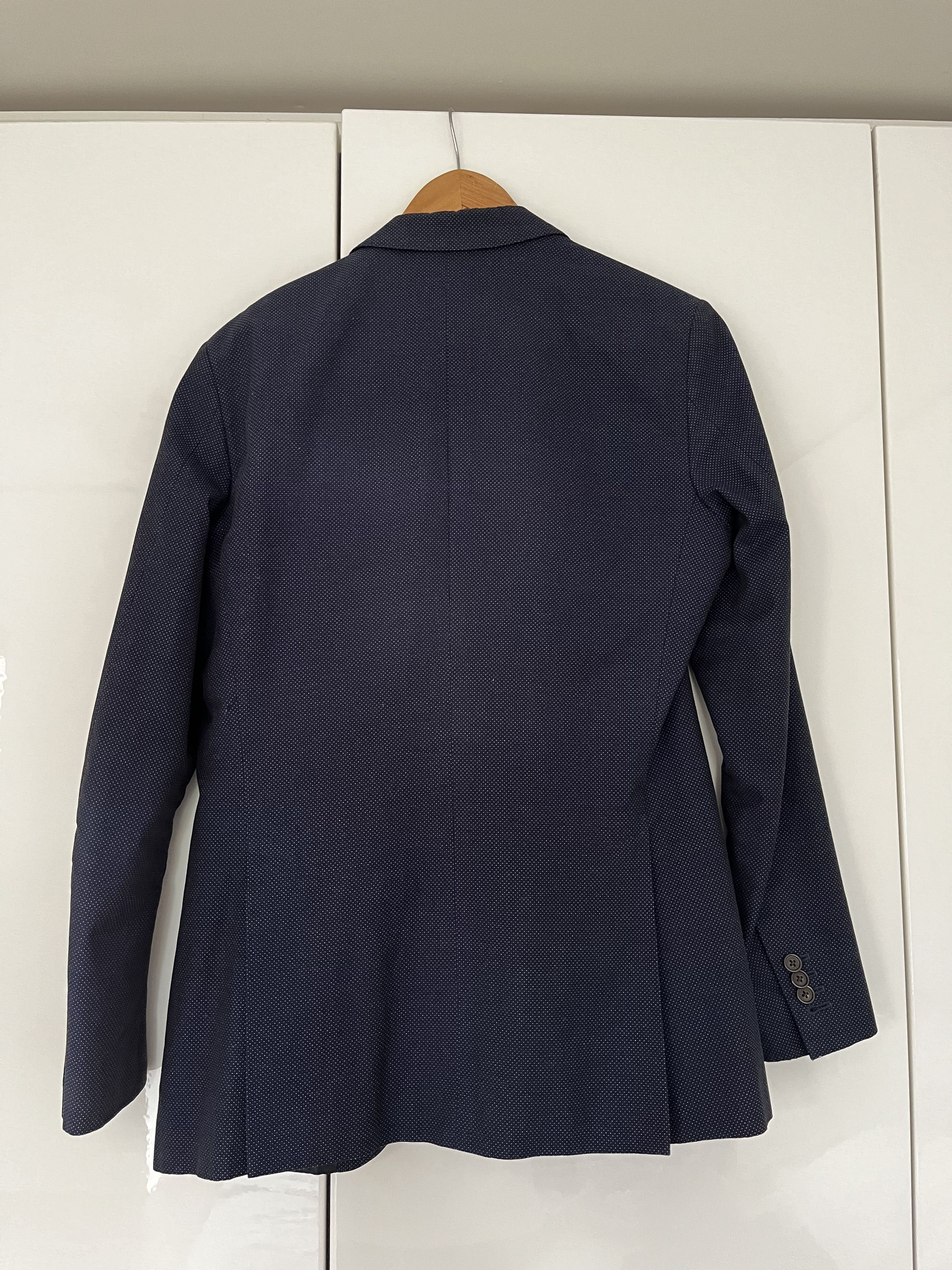 Club Monaco Navy & White Dot Cotton Suit Size 38R - 2 Thumbnail