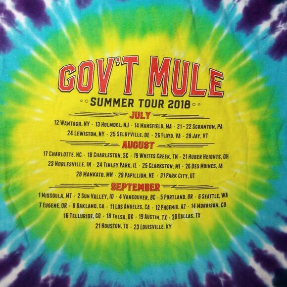 Band Tees Government Mule Summer Tour 2018 Tie Dye T-Shirt Size US M / EU 48-50 / 2 - 8 Thumbnail