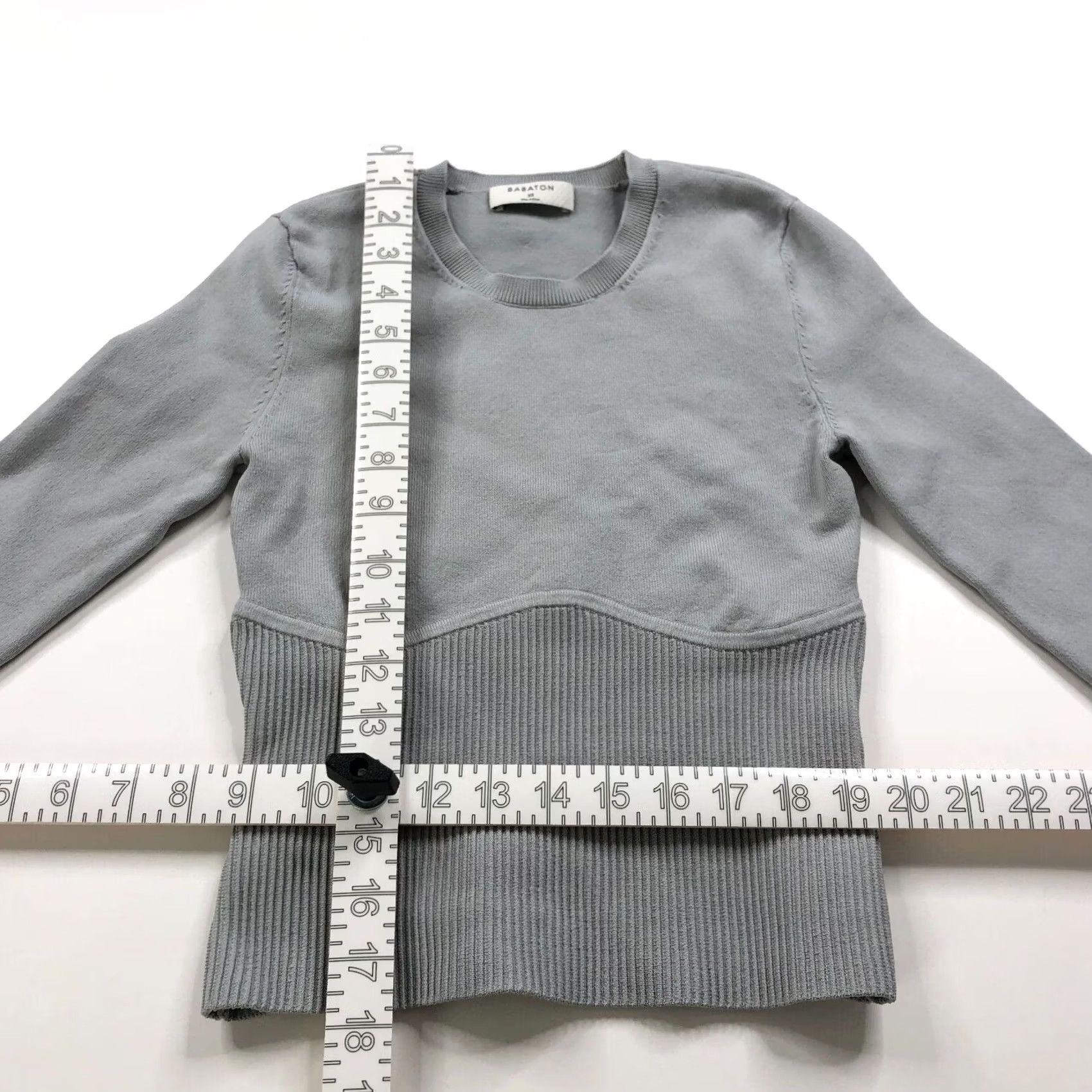 Vintage Babaton Sculpt Knit Empire Corset Pullover Top Blouse XS Light Gray MINT Women Size XS / US 0-2 / IT 36-38 - 3 Thumbnail