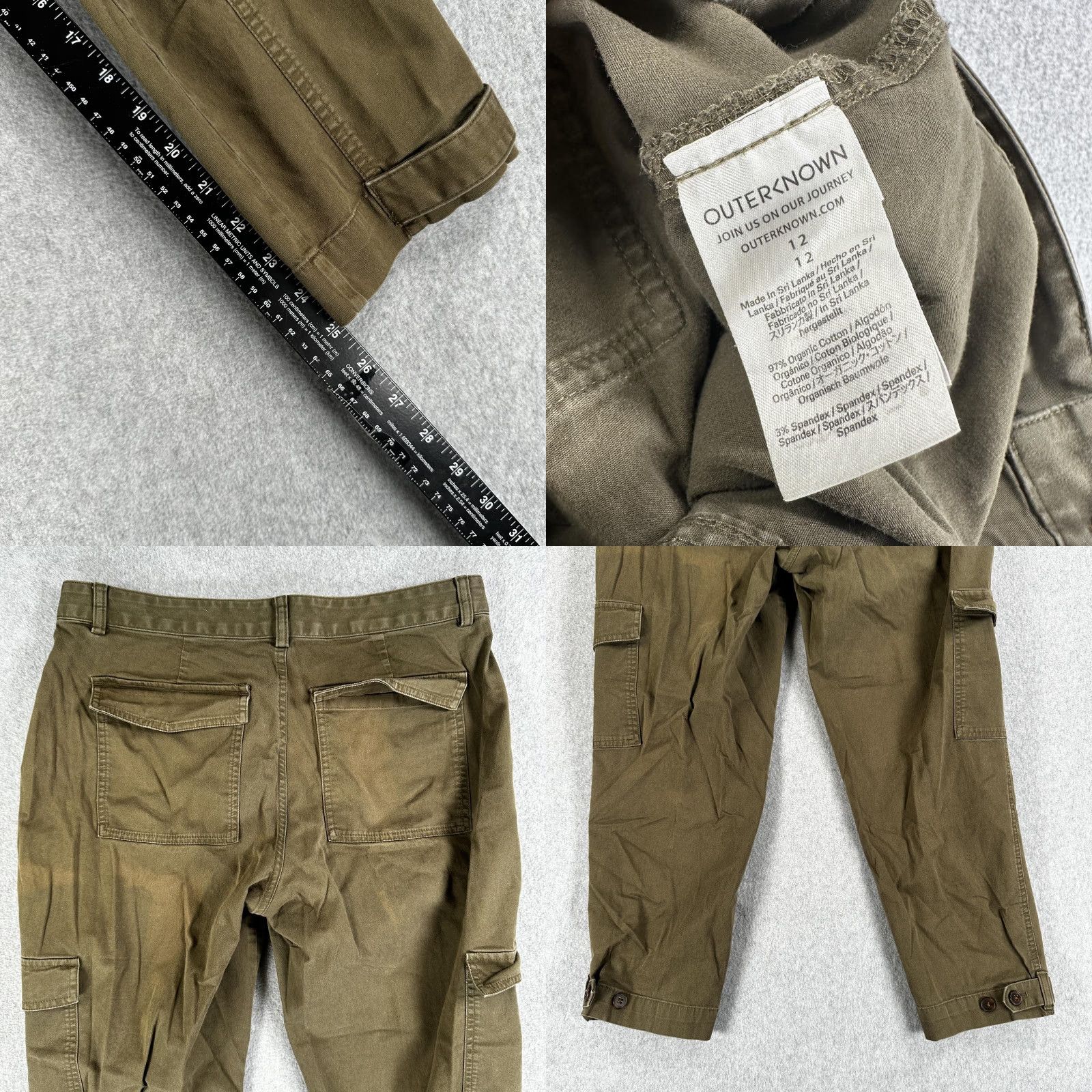 Outerknown Outerknown Cargo Pants Womens Size 12 Green Organic Cotton Twill Stretch Utility Size 34" / US 12 / IT 48 - 8 Thumbnail