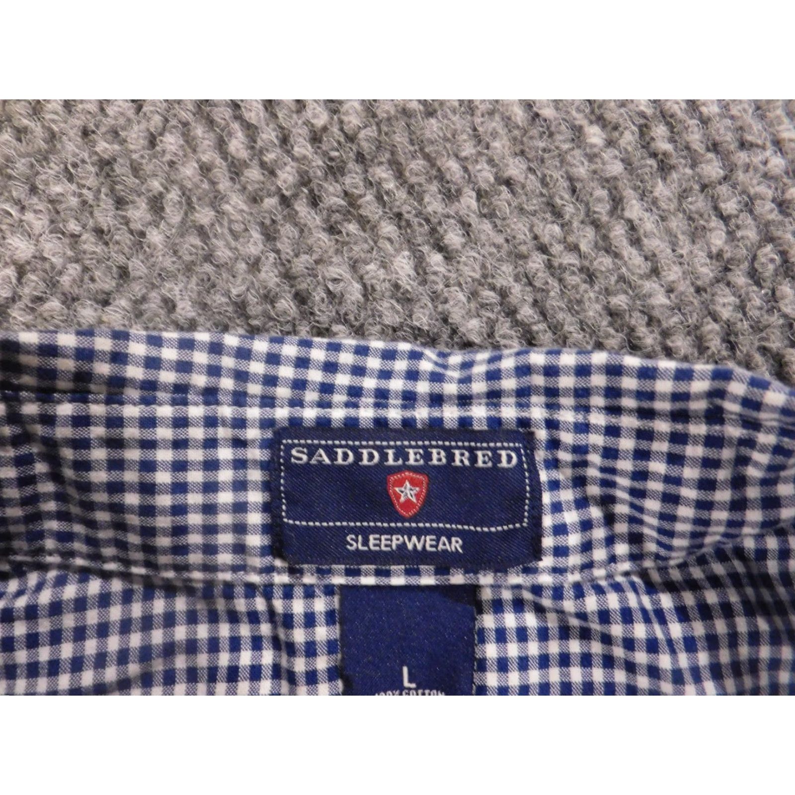 Vintage Saddlebred Shirt Large Mens Blue Plaid Knit Pajama Top Regular Sleepwear Button Down Size US L / EU 52-54 / 3 - 5 Thumbnail