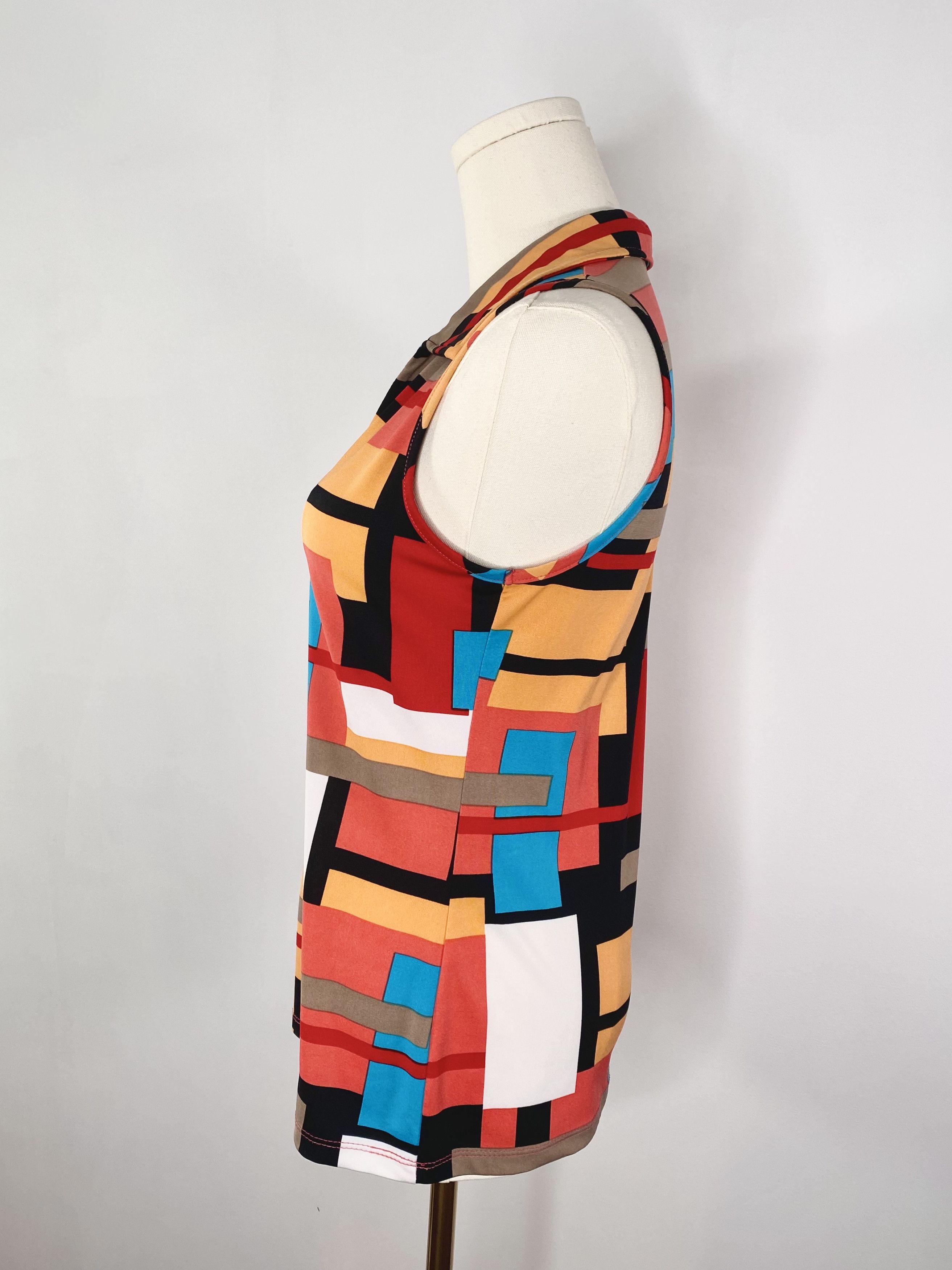 Vintage Geometric Abstract Collared Tank Top Size S / US 4 / IT 40 - 4 Thumbnail