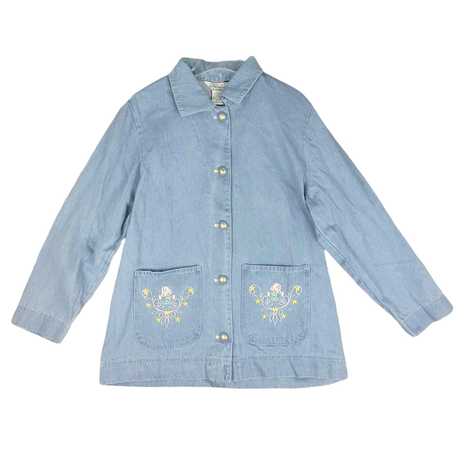 Haband Vintage 80s 90s Haband Floral Embroidered Denim Jacket | Grailed