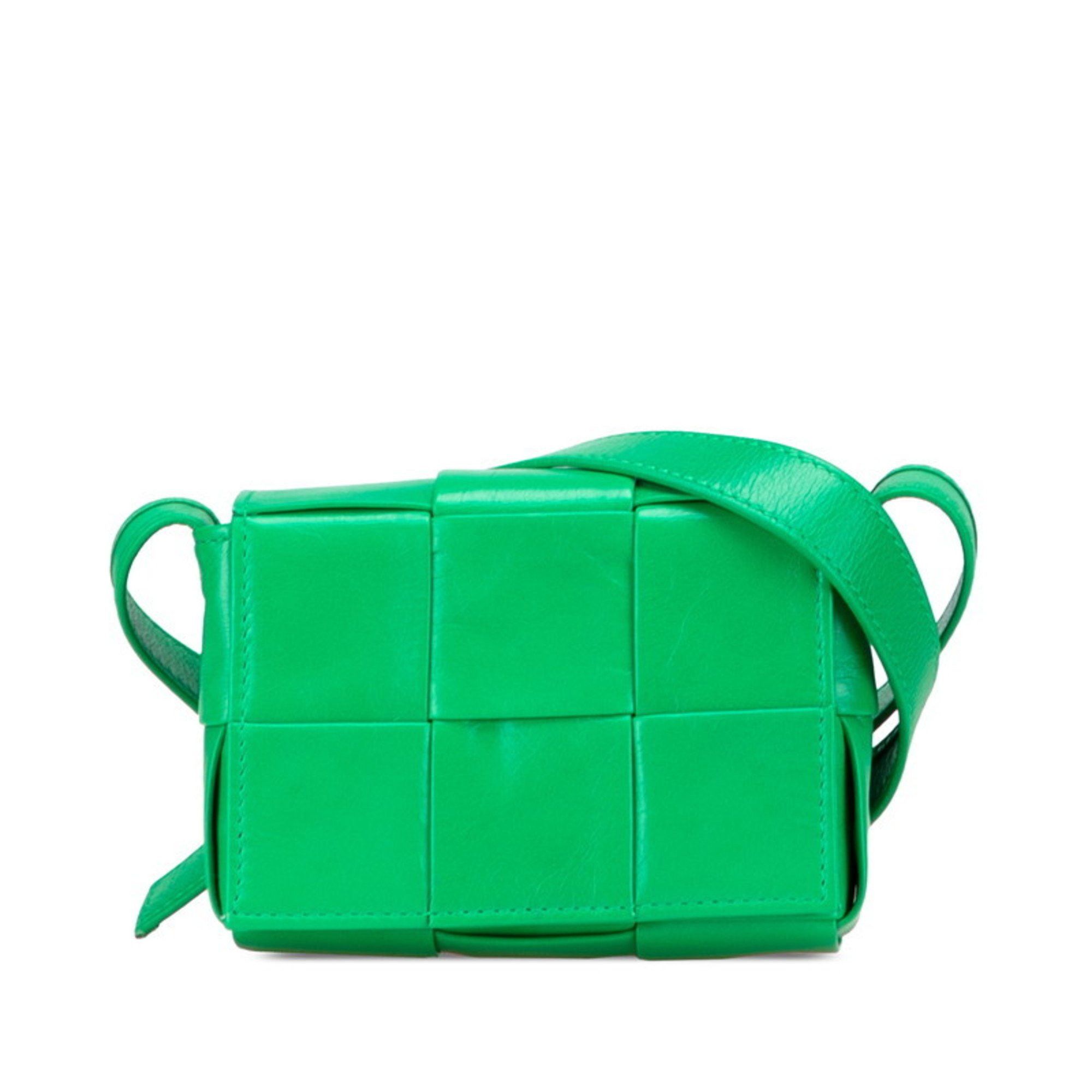 Bottega Veneta Bottega Veneta Maxi Intrecciato Mini Cassette Shoulder/Crossbody Bag in Paraquito Green Leather for Women Size ONE SIZE - 1 Thumbnail