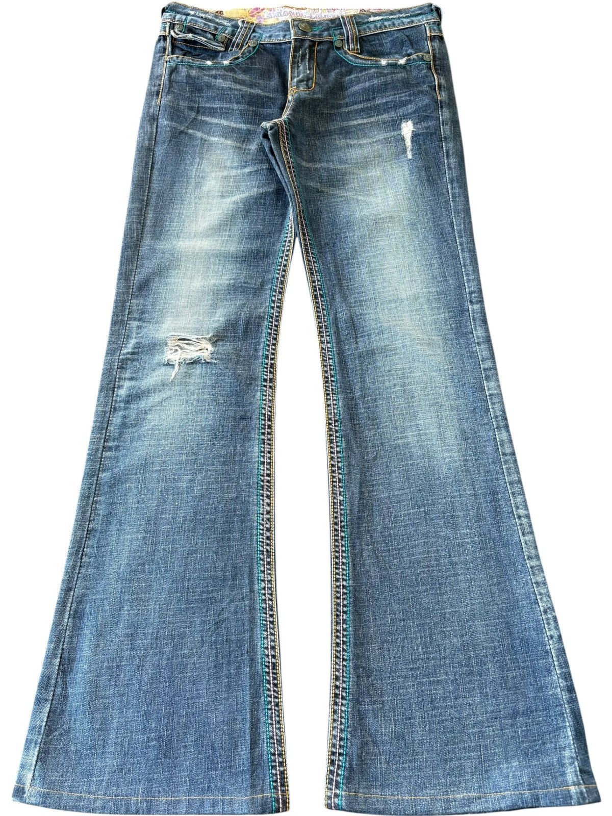 Hysteric Glamour Vintage Japanese Brand Distress Low Rise Flare Jeans Size 30" / US 8 / IT 44 - 1 Thumbnail