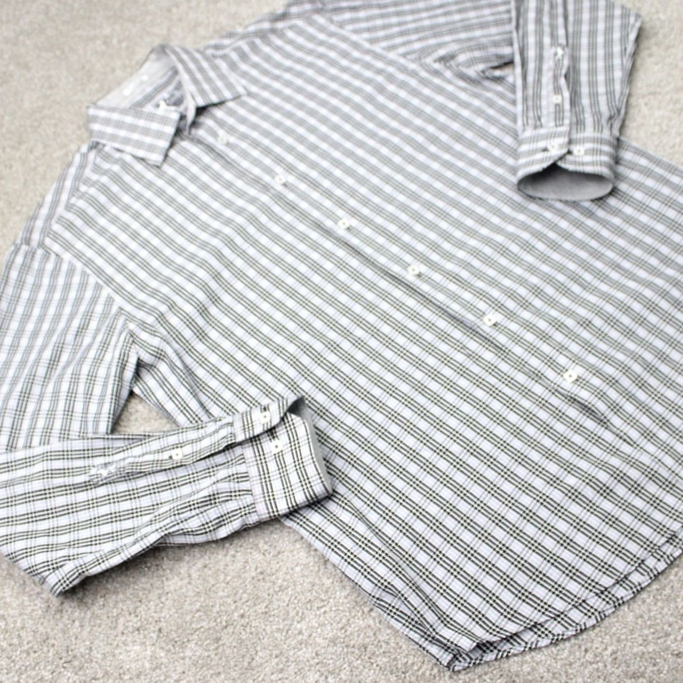 BUGATCHI BUGATCHI Shirt Mens Large Gray/Black Shaped Fit Button Long Sleeve Collar Pocket Casual, Business Size US L / EU 52-54 / 3 - 5 Thumbnail