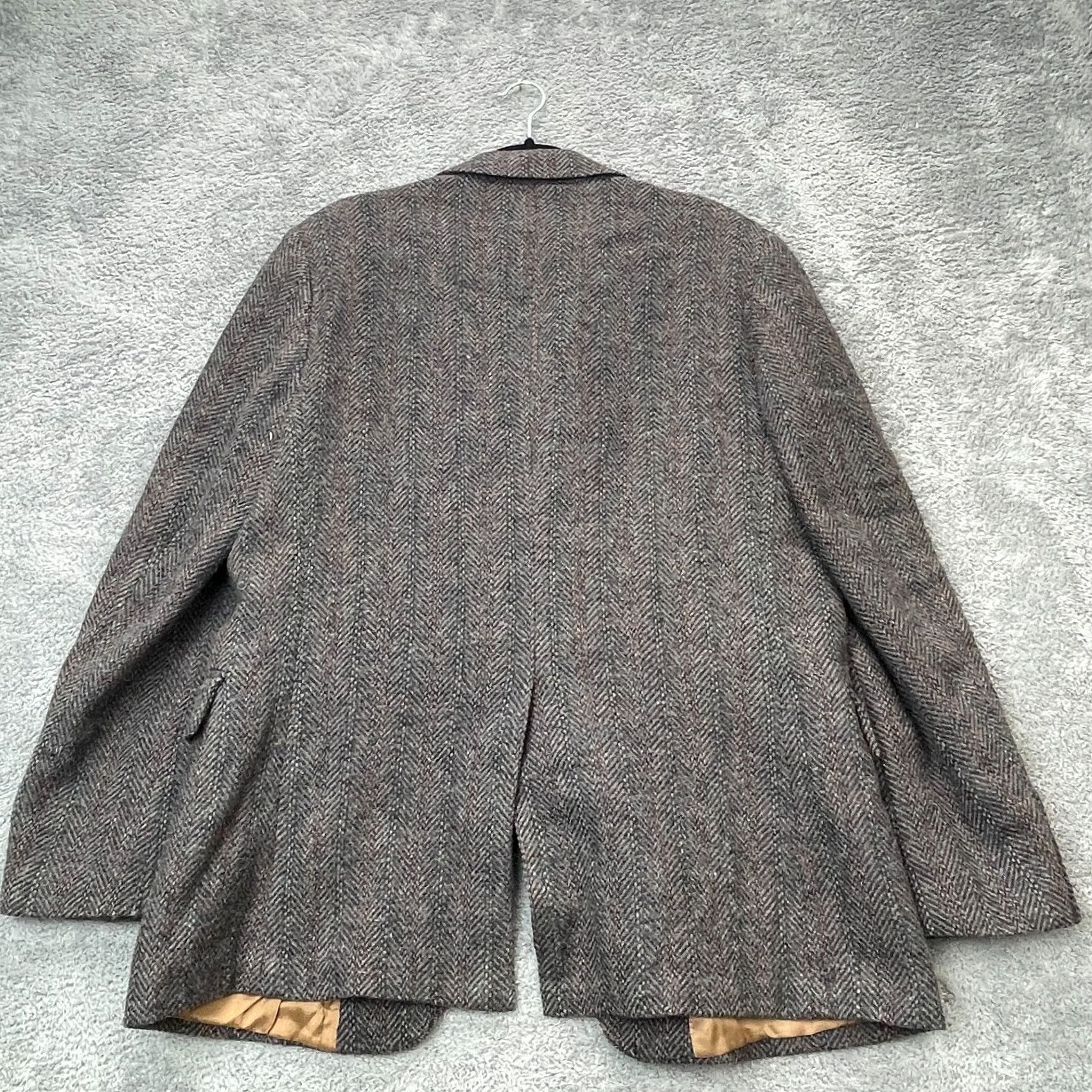 Vintage VINTAGE Huffmans Blazer Jacket Mens XL Gray Tweed Wool Herringbone Coat 90s Made USA Size 46R - 2 Thumbnail