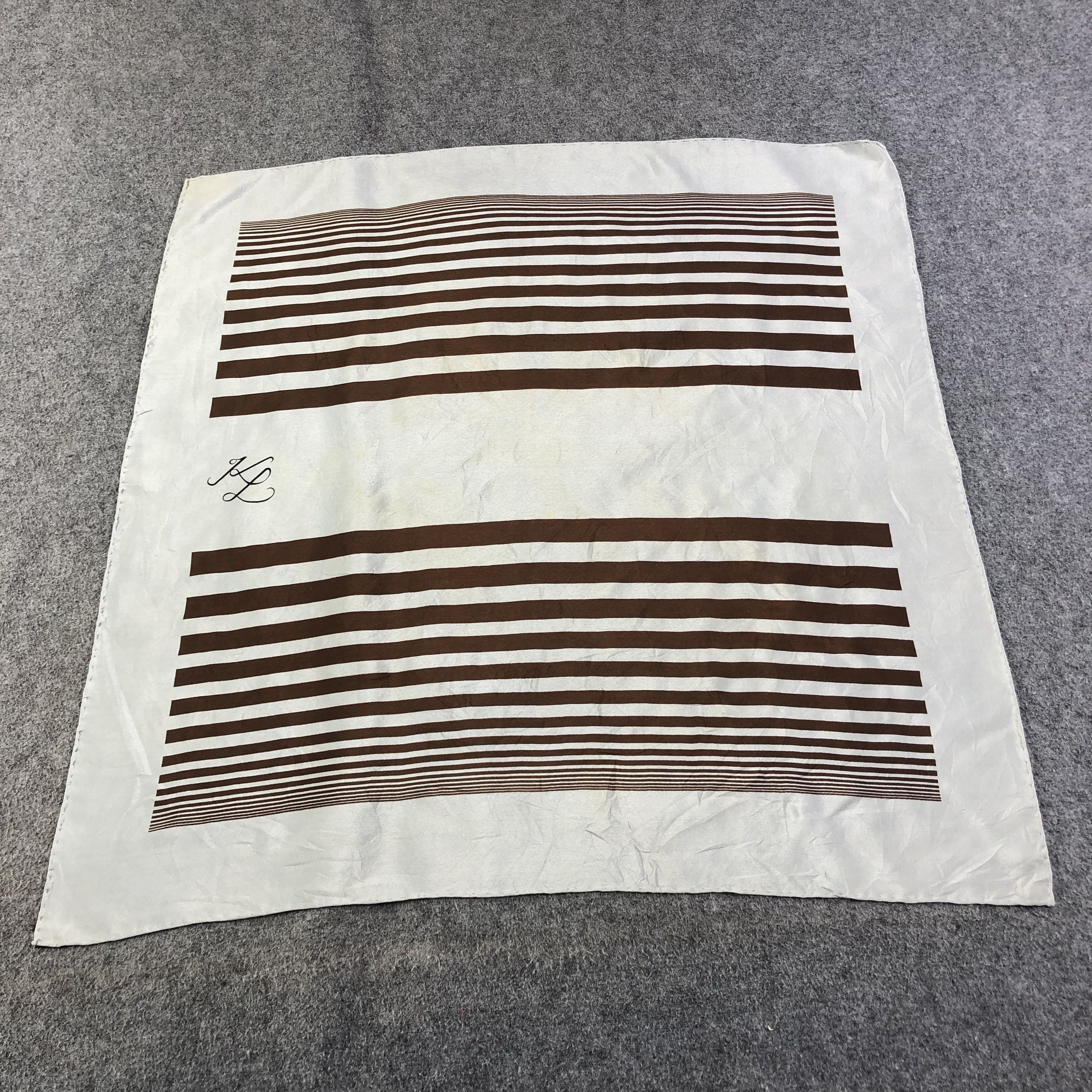 Karl Lagerfeld Vintage KL Luxury Hand Rolled Silk Scarf M782 Size ONE SIZE - 1 Thumbnail