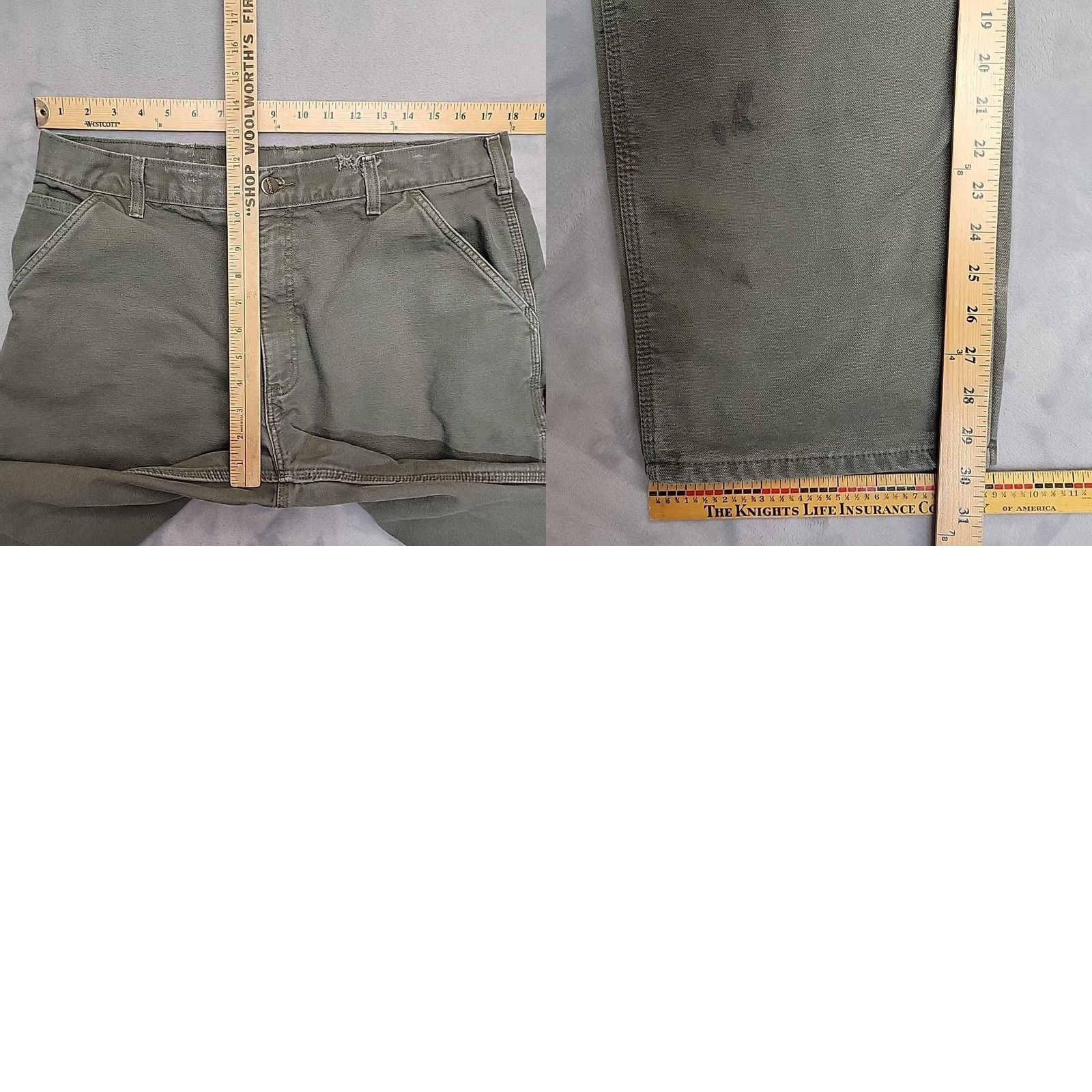 Carhartt Carhartt Pants Men 36x30 Moss Green Flannel Lined Canvas Carpenter B111 Workwear Size US 36 / EU 52 - 9 Thumbnail