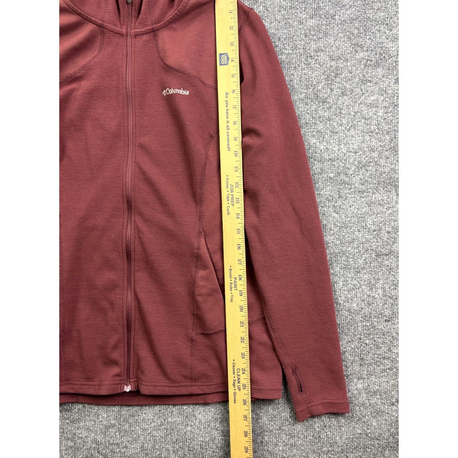 Vintage Columbia Jacket Womens L Red Hooded Full Zip Fleece Thumbholes Hiking Size L / US 10 / IT 46 - 3 Thumbnail