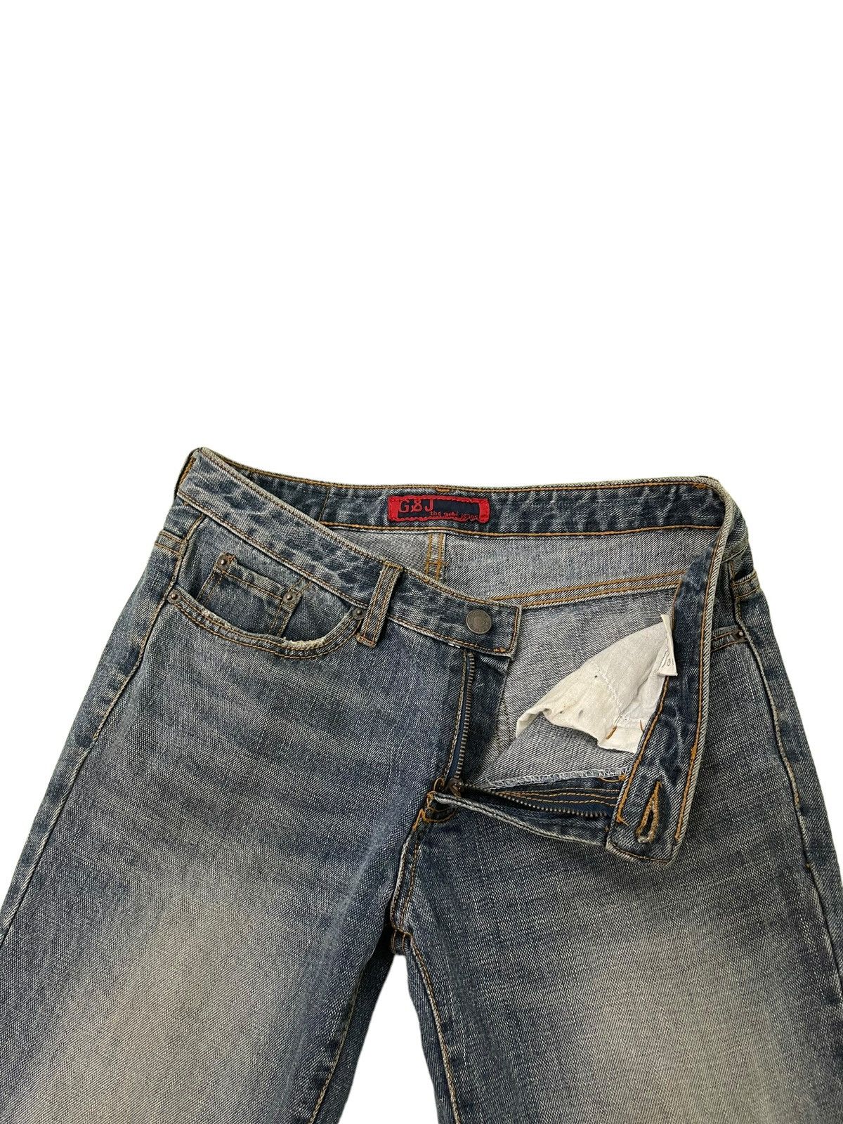 Japanese Brand Flare Jeans G&J Distress Low Rise Boot Cut 8🟦6 Size US 29 - 10 Thumbnail
