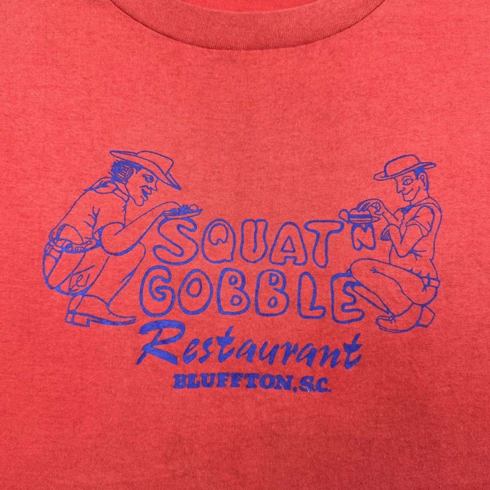 Vintage VINTAGE Cal Cru T-Shirt Adult 2XL Red USA 80s 90s Shirt Short Sleeve Crew Neck Cotton Polyester Obscure Squat Gobble Restaurant Men Size US XXL / EU 58 / 5 - 4 Thumbnail