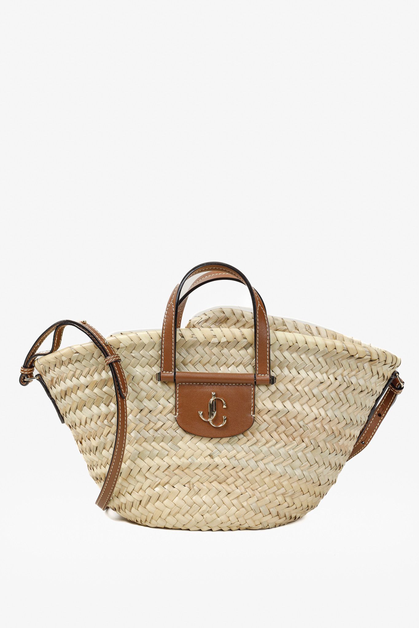 Jimmy Choo Macy Small Raffia Cross-Body Tote Bag 