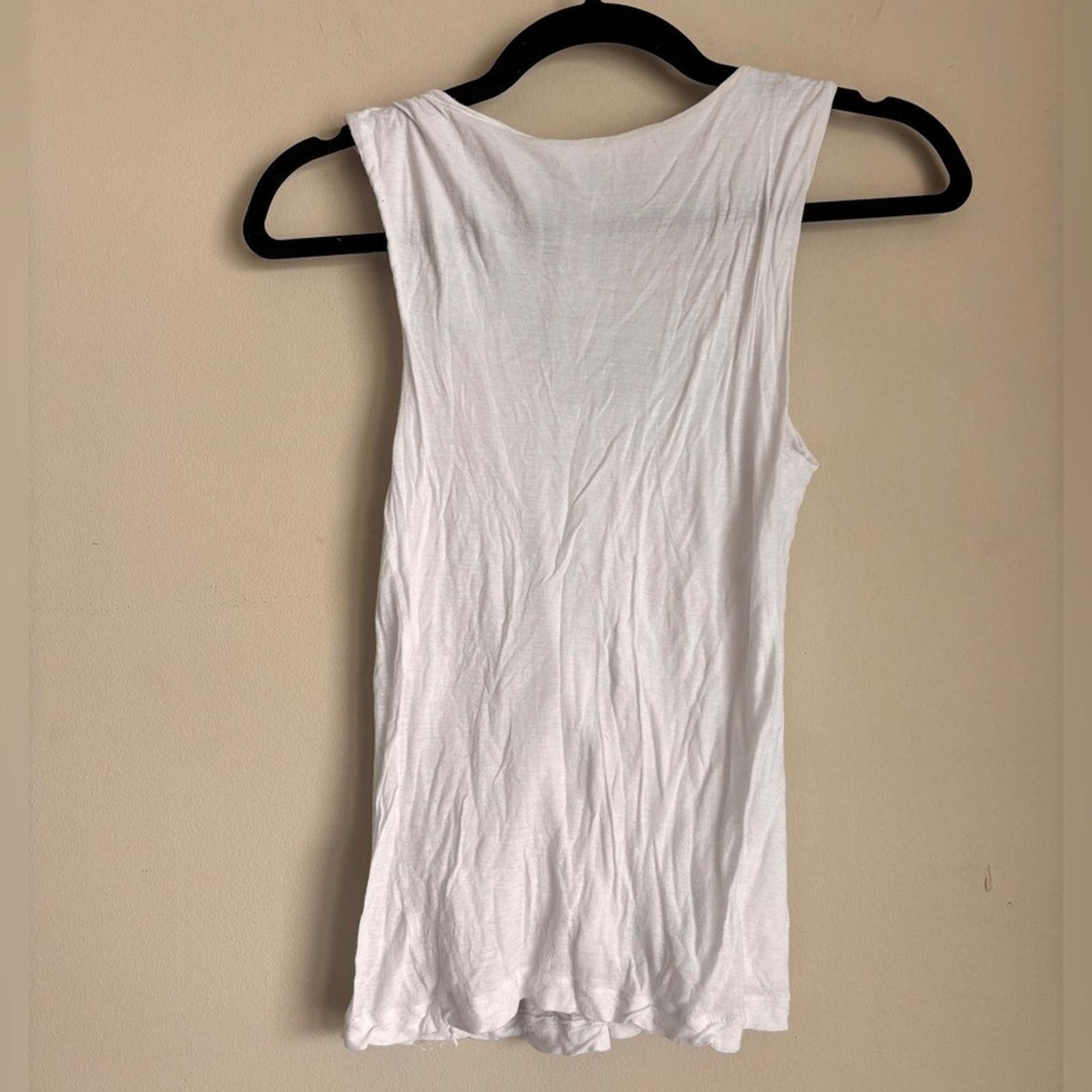 STILLZ White Ruffled Fitted Tank Top Size L / US 10 / IT 46 - 2 Thumbnail