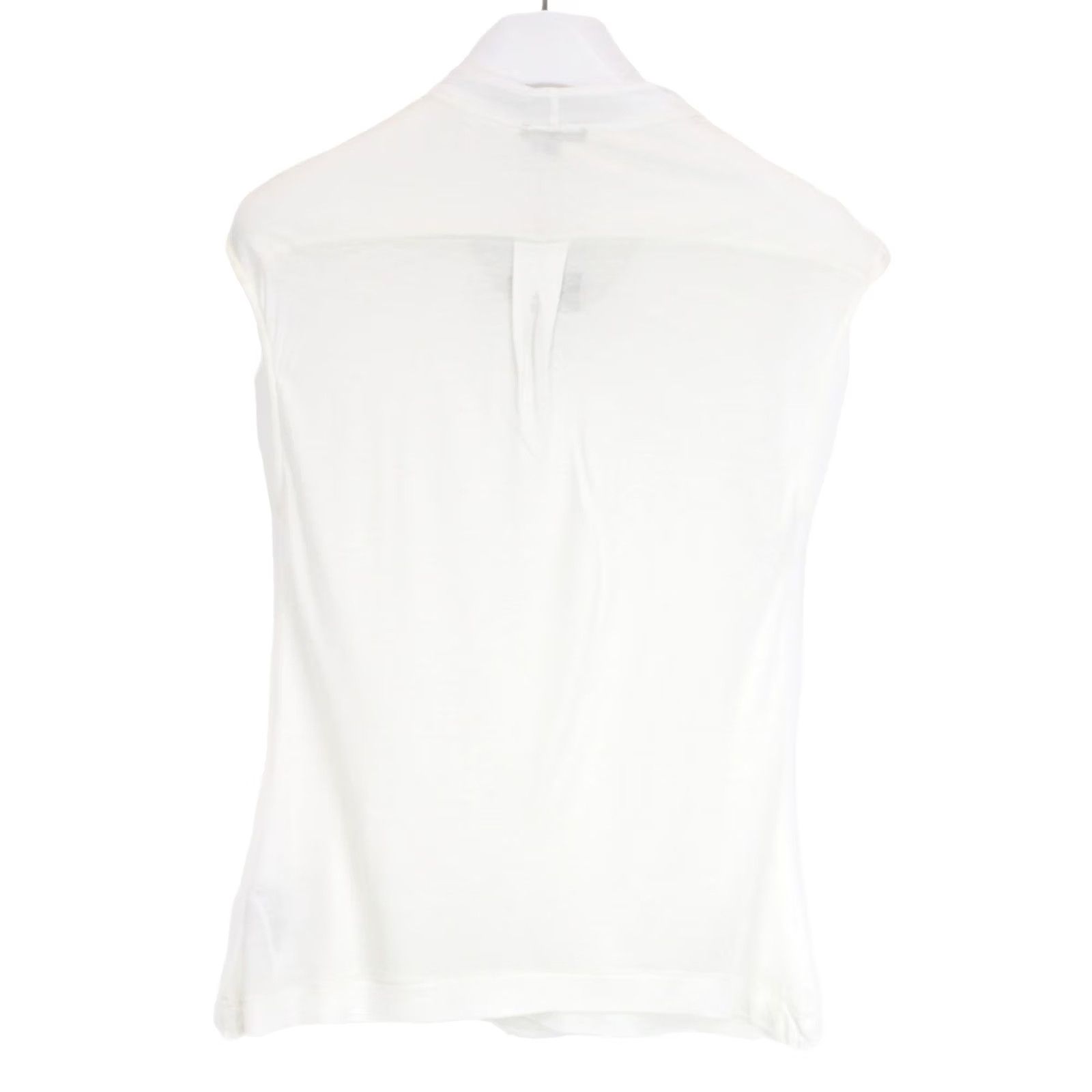 Massimo Dutti MASSIMO DUTTI 6891 T-Shirt Women's LARGE Sleeveless Pleated Tricot White Size L / US 10 / IT 46 - 2 Thumbnail