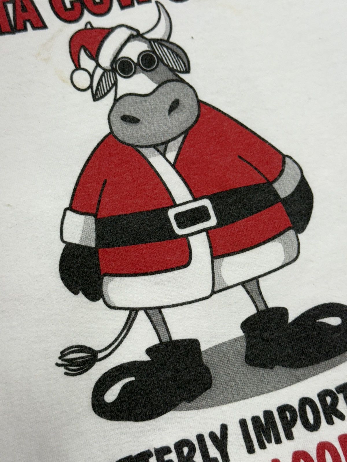 Gildan × Vintage Vintage Cartoon Cow Tee White Large Santa Large Size US L / EU 52-54 / 3 - 5 Thumbnail