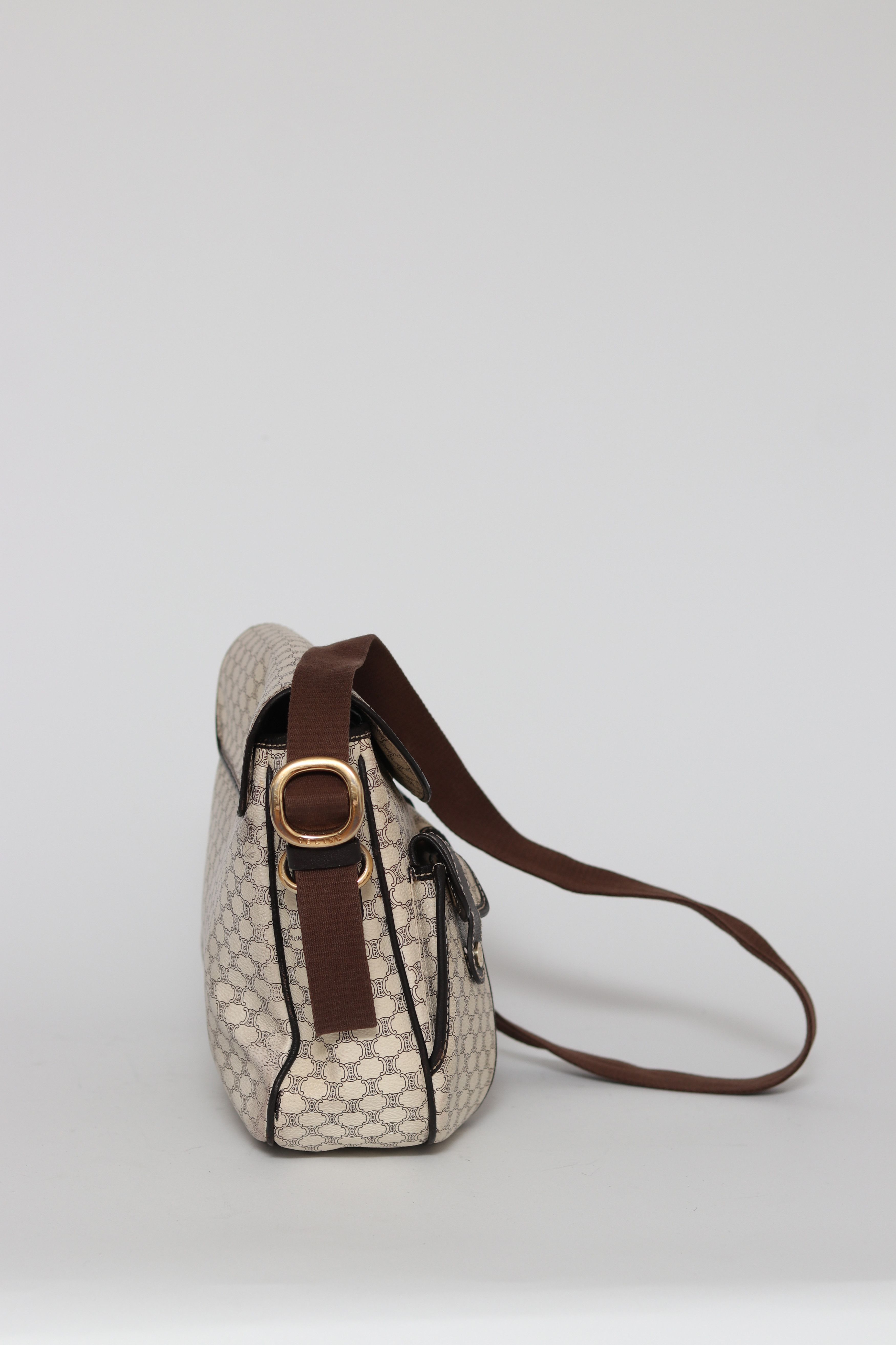 Celine × Vintage CELINE Macadam Canvas Shoulder Bag PVC White Size ONE SIZE - 4 Thumbnail