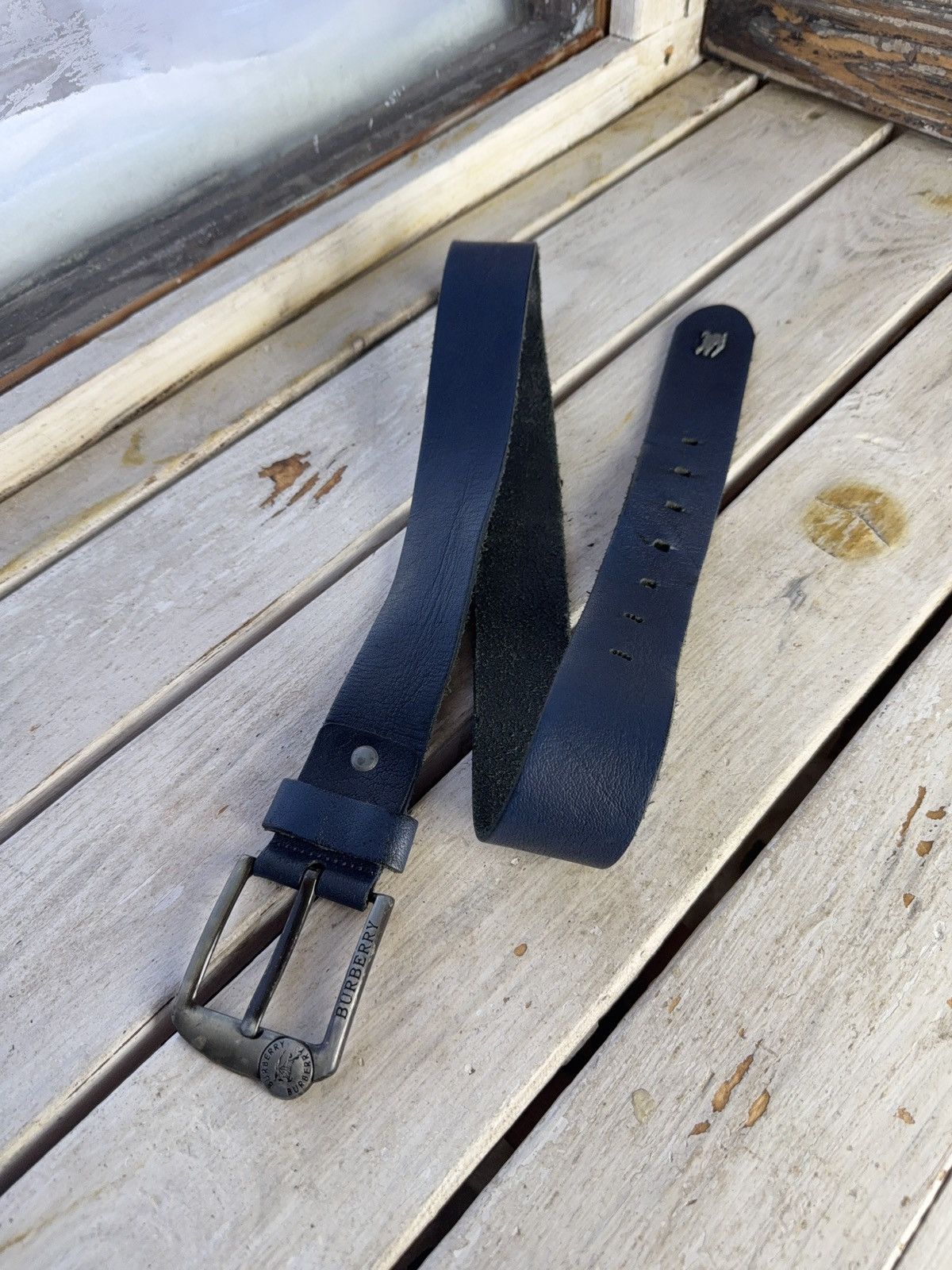 Japanese Brand Vntg Leather Belt Y2K Style Burberry Punk Metal Avant Garde Size ONE SIZE - 1 Thumbnail
