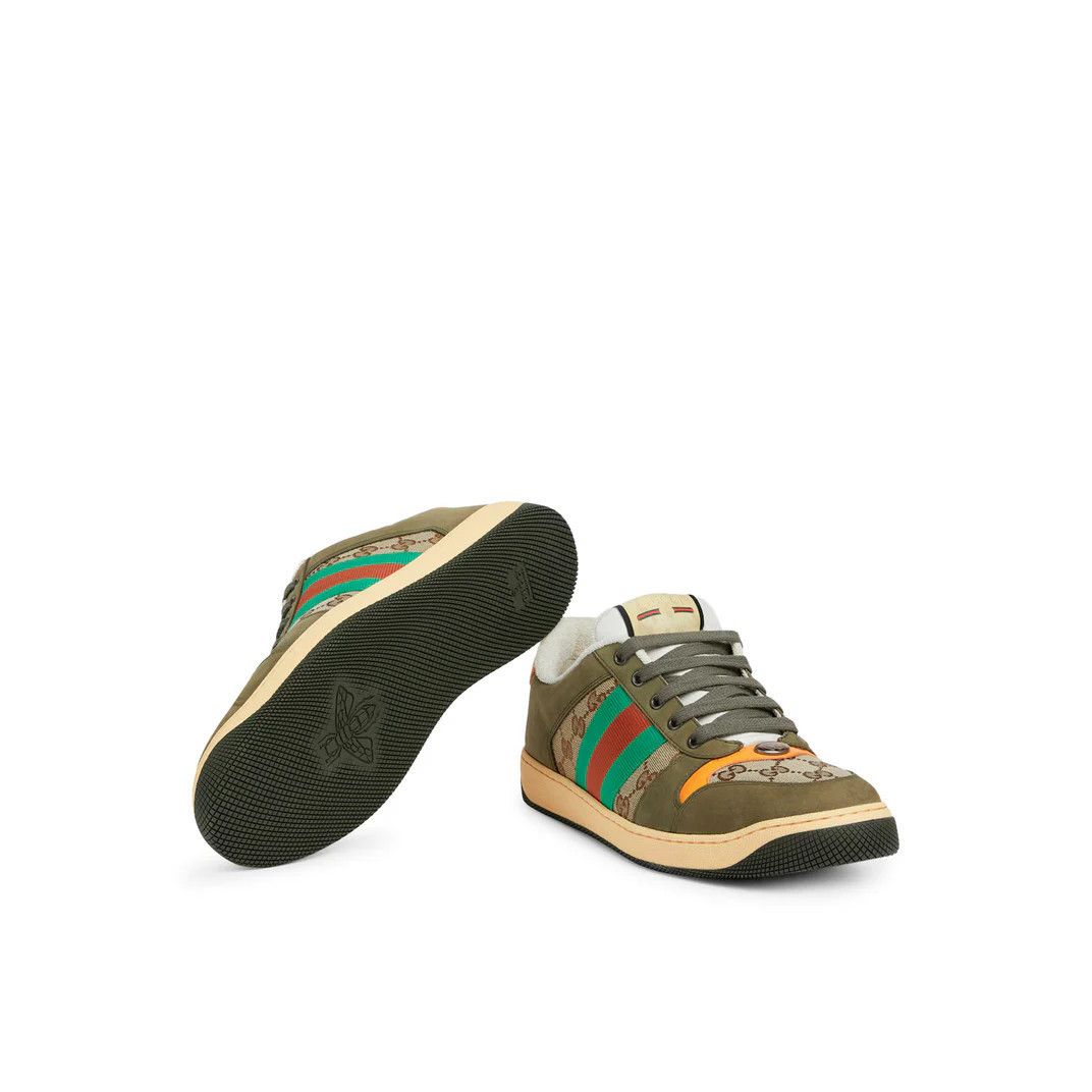 GUCCI Screener $1060 Beige/Dark Brown GG Canvas Sneakers New