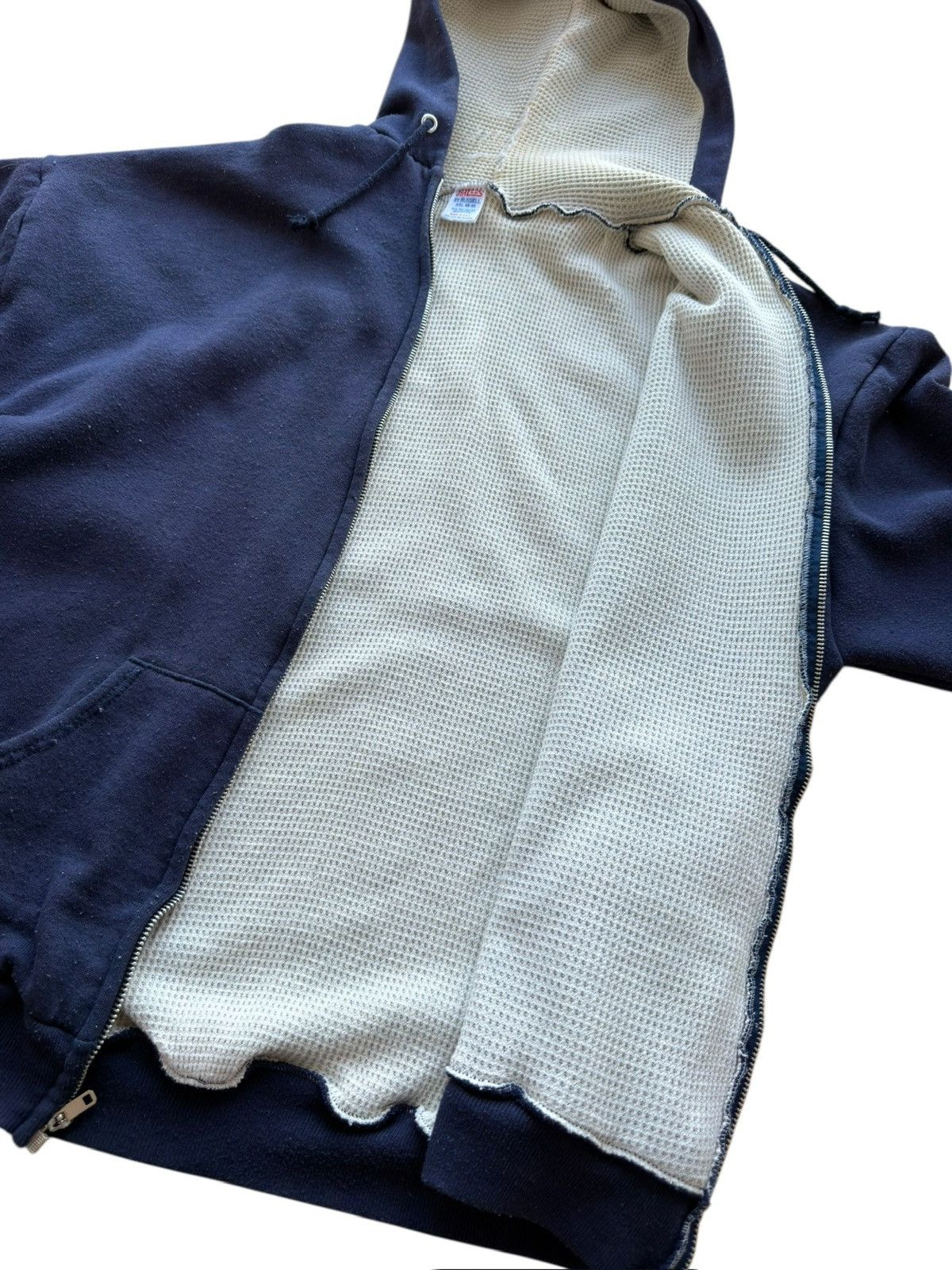 Russell Athletic *RARE* 1980s 80s VINTAGE THERMAL LINED HOODIE ZIP UP JERZEES Size US XXL / EU 58 / 5 - 11 Thumbnail