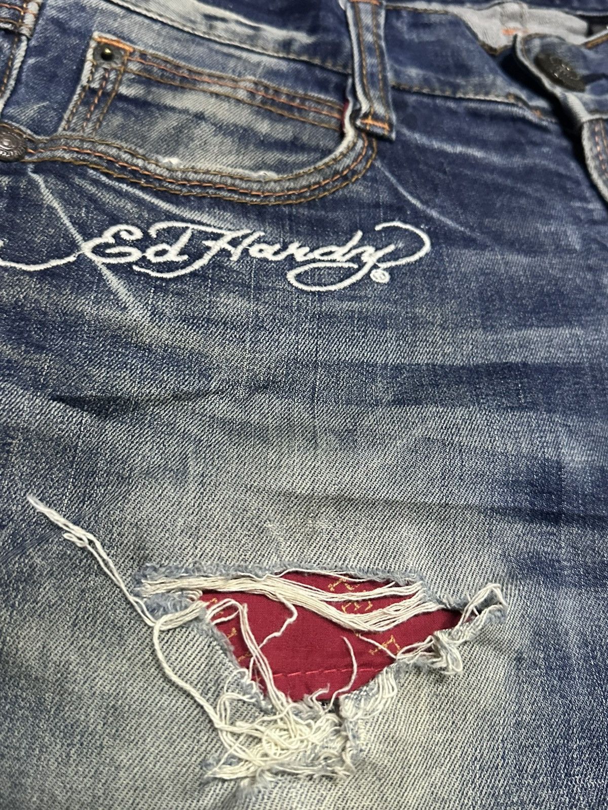 Ed Hardy Vintage Ed Hardy x Red Pepper Baggy Style With Faded Wash Size US 32 / EU 48 - 5 Thumbnail