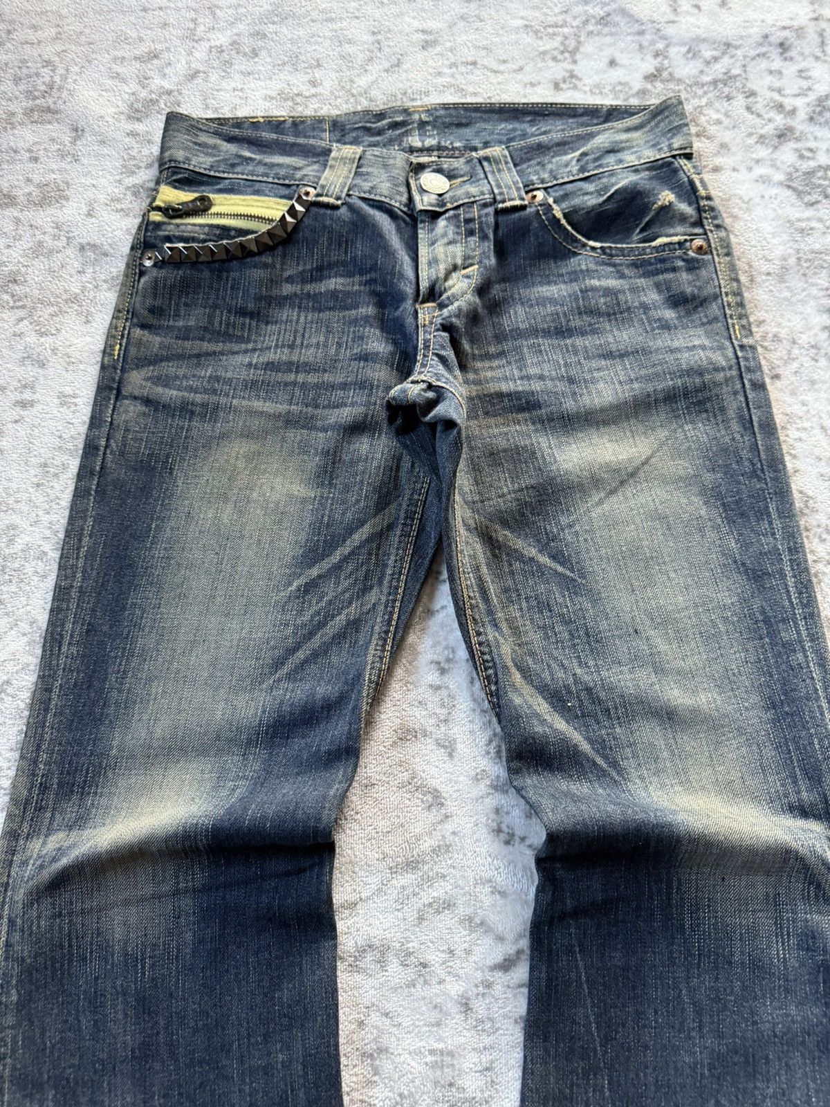 If Six Was Nine Edwin Japan 503 Studded Mud Wash Spiral Flared Jeans Size US 28 / EU 44 - 3 Thumbnail