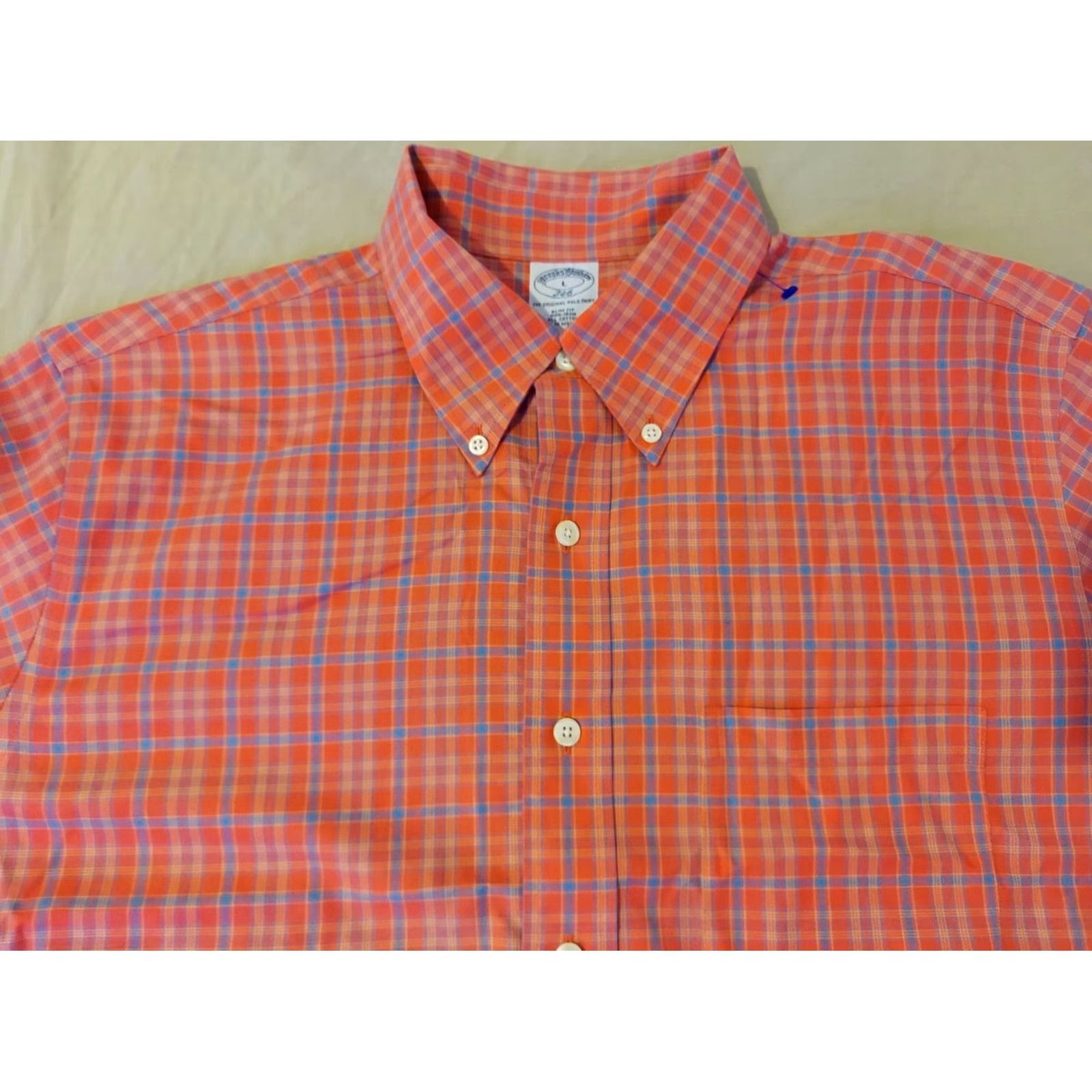 Brooks Brothers Brooks Brothers Dress Shirt L Large Orange Cotton Mens Button Regular Shirt Size 42R - 2 Thumbnail