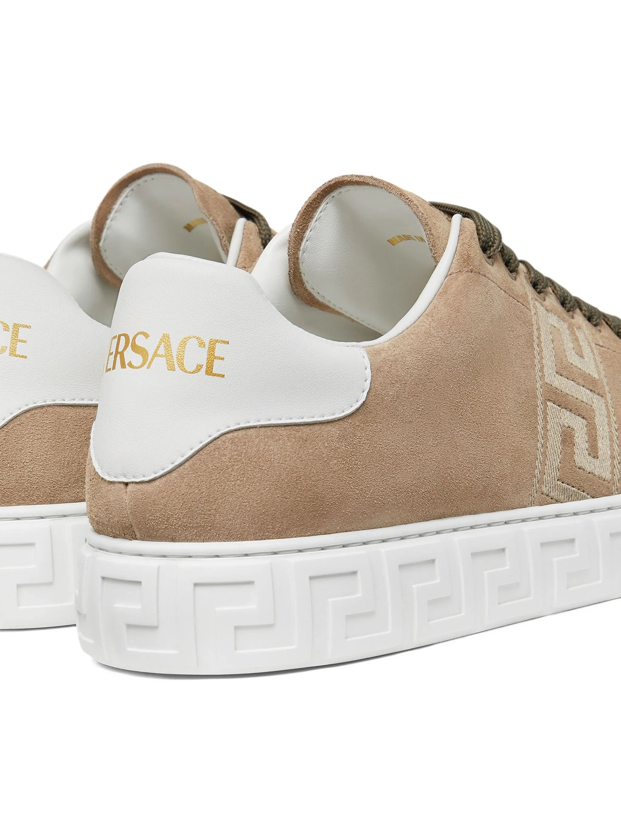 Versace os11x0126 Greca Suede Sneakers in Beige/White Size US 7 / IT 37 - 5 Thumbnail