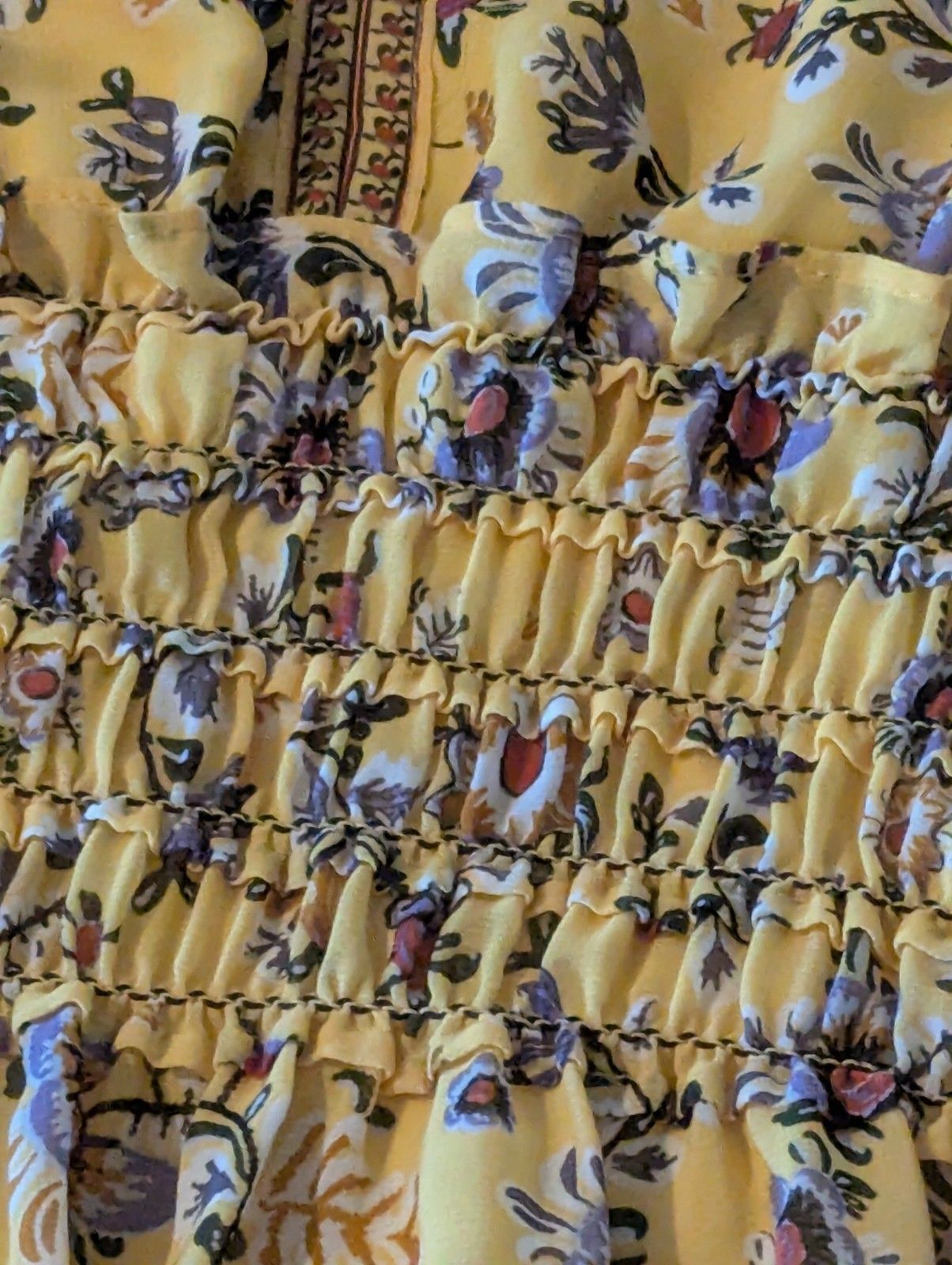 Other Max Studio VNeck Smocked Lined Dress Yellow Floral Chiffon S Size S / US 4 / IT 40 - 3 Thumbnail