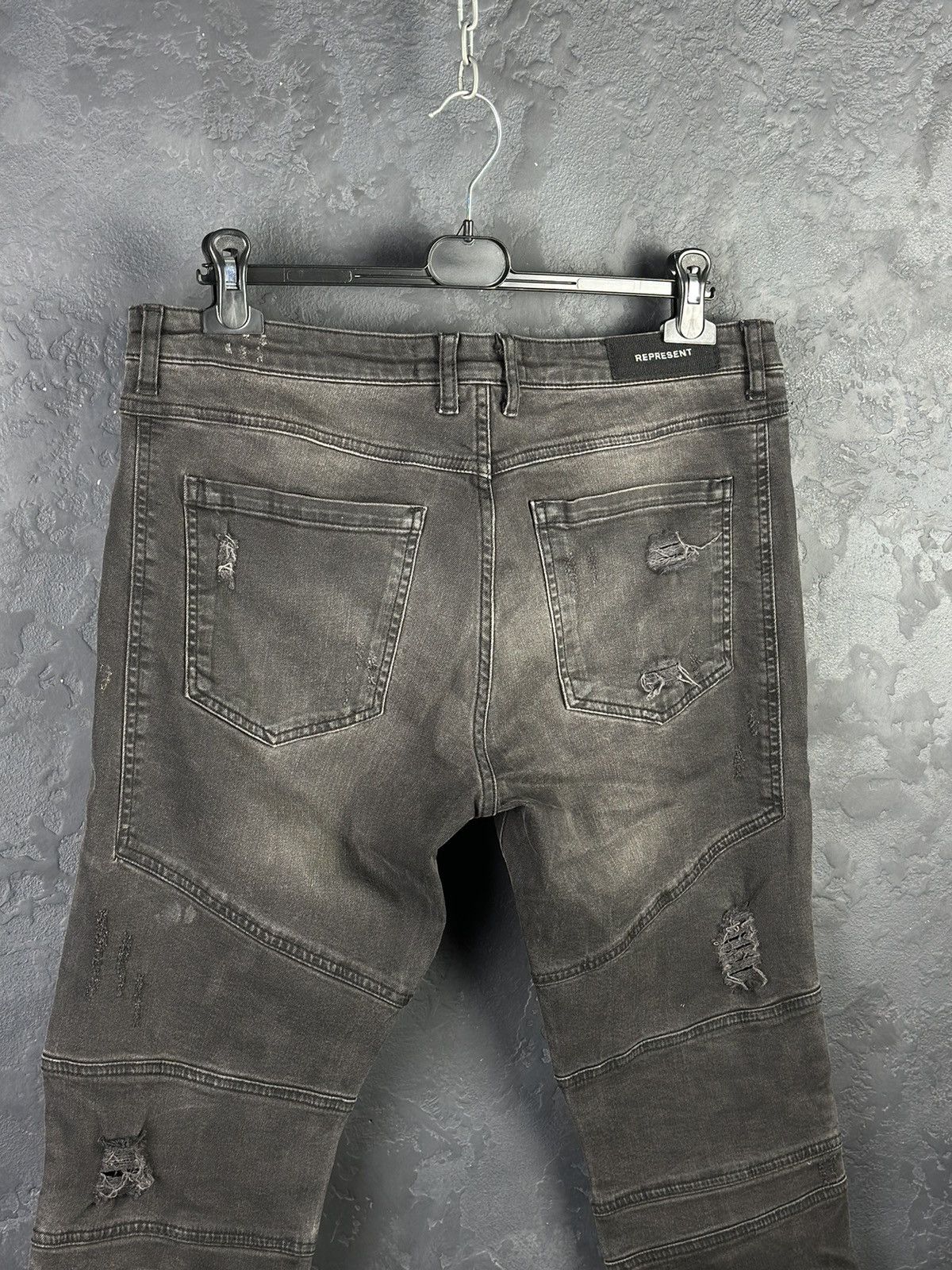 Represent Clo. Represent Destroyed Black Jeans Biker Denim Pants Size US 34 / EU 50 - 10 Thumbnail