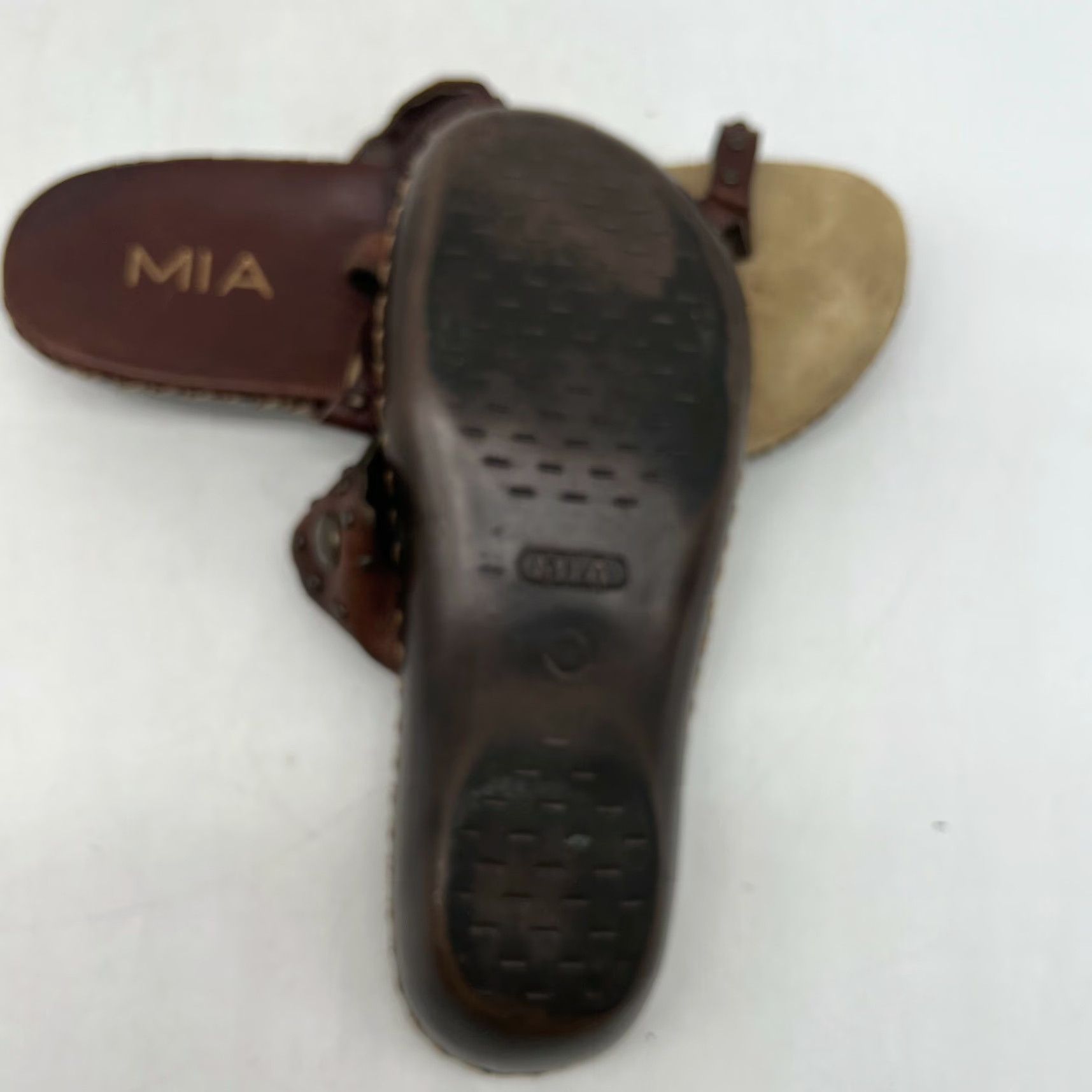 Vintage MIA Womens Embellished Slip-On Leather Thong Sandals Brown Size 9 M Comfort Size US 9 / IT 39 - 3 Thumbnail