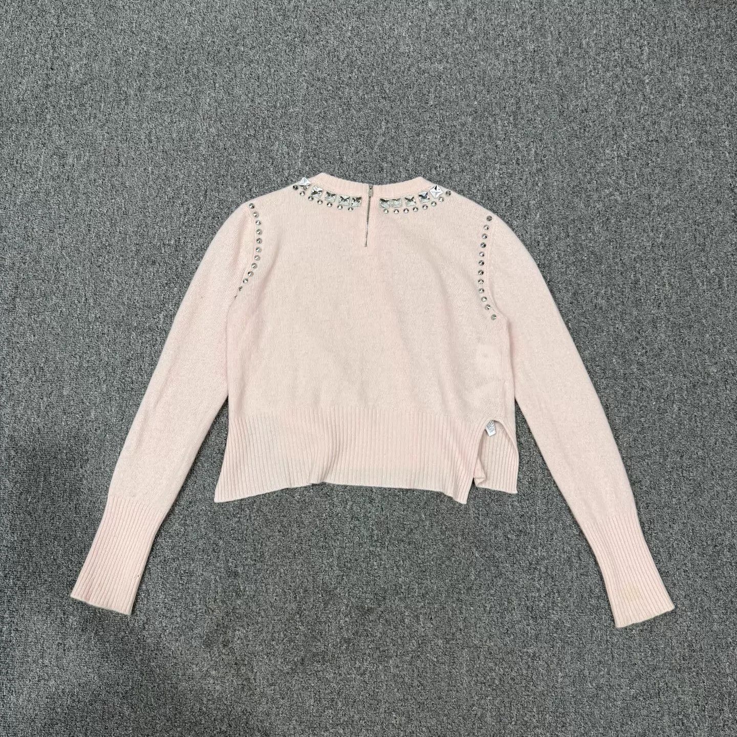Miu Miu MIU MIU Pink Crystal Studded Cashmere Knit Cardigan Size XS / US 0-2 / IT 36-38 - 2 Thumbnail