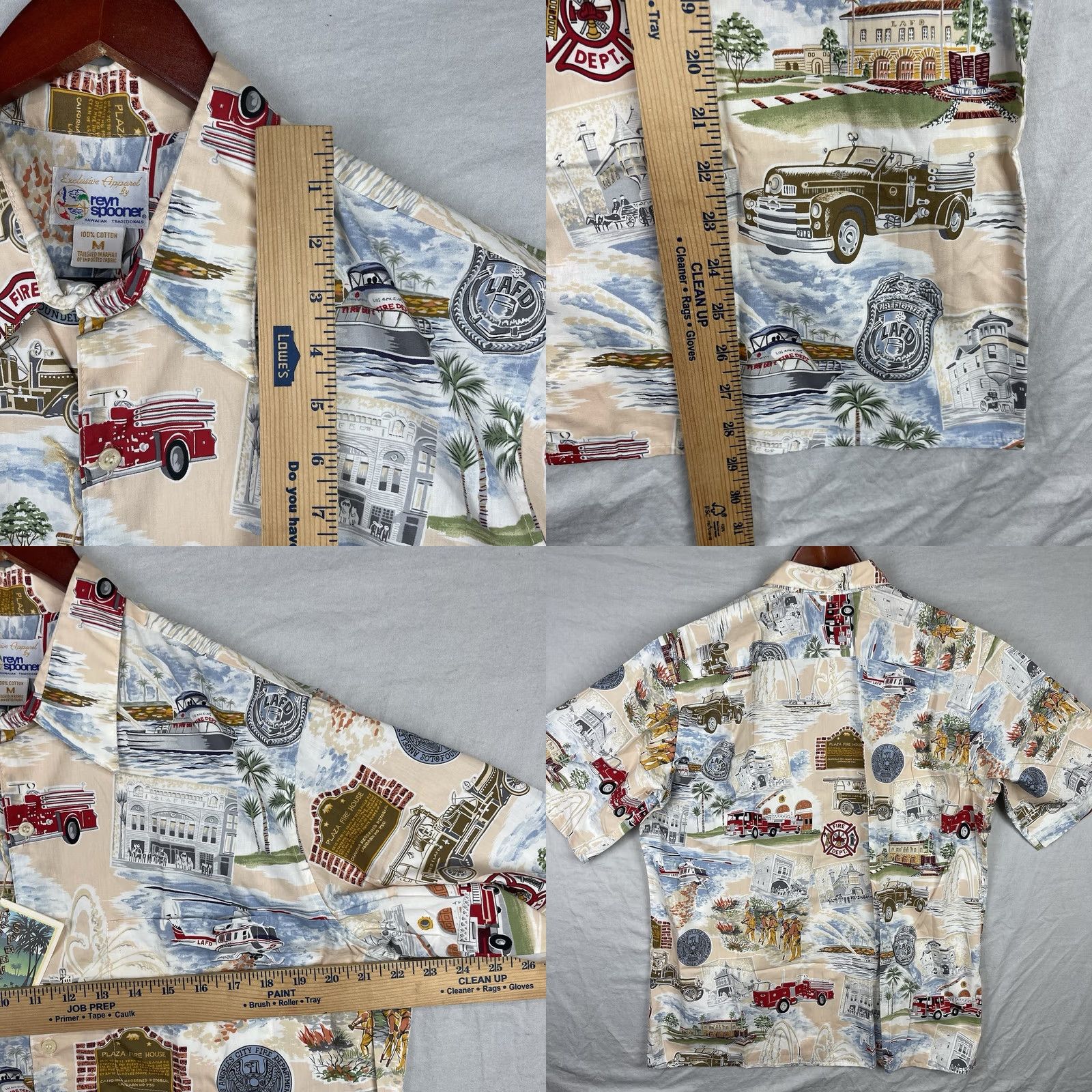Reyn Spooner Reyn Spooner Shirt Mens Medium Beige Firefighters LAFD Hawaiian Aloha Button Up Size US M / EU 48-50 / 2 - 8 Thumbnail