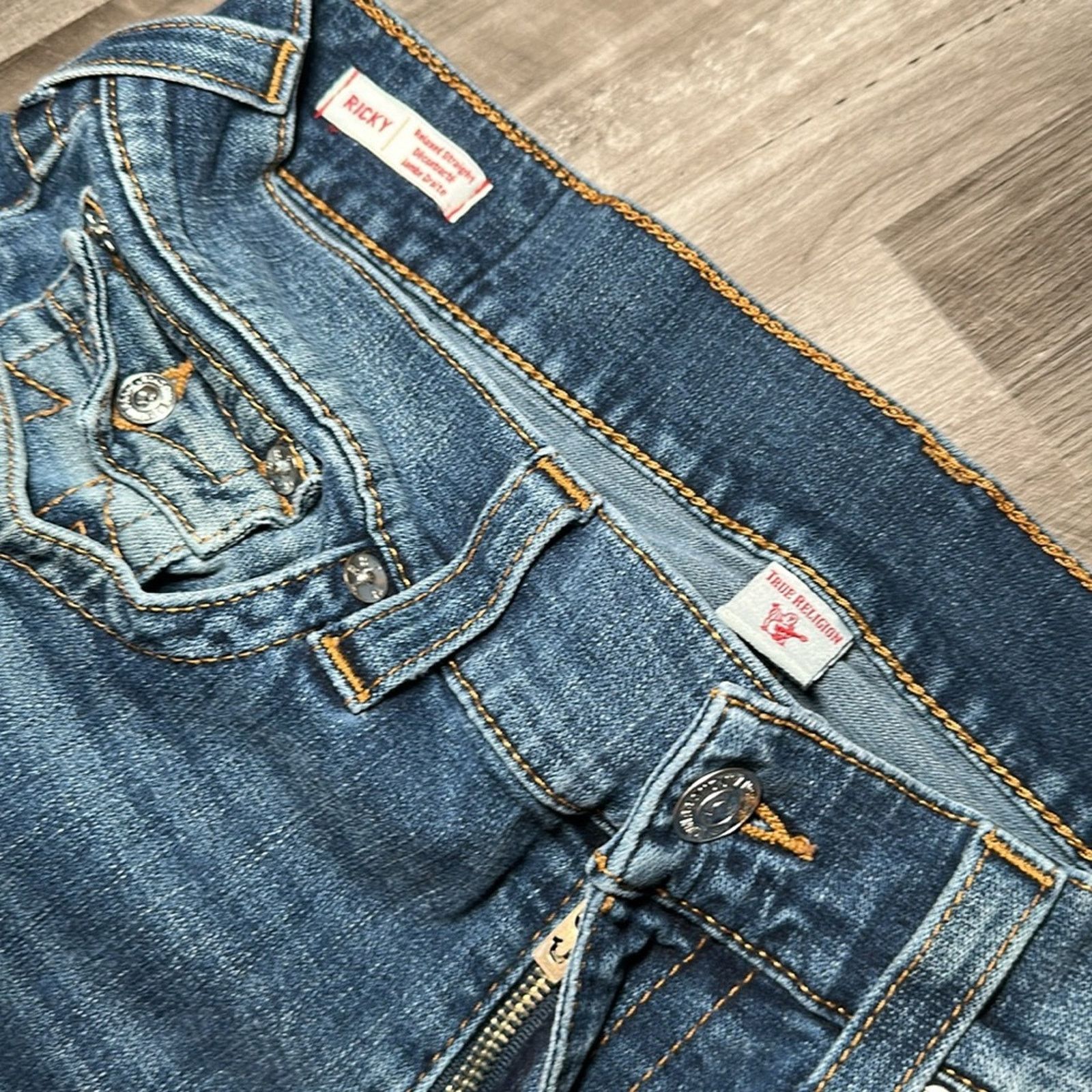 True Religion True Religion Ricky Flap Relaxed Straight Jeans - 36x27 Size US 36 / EU 52 - 7 Thumbnail